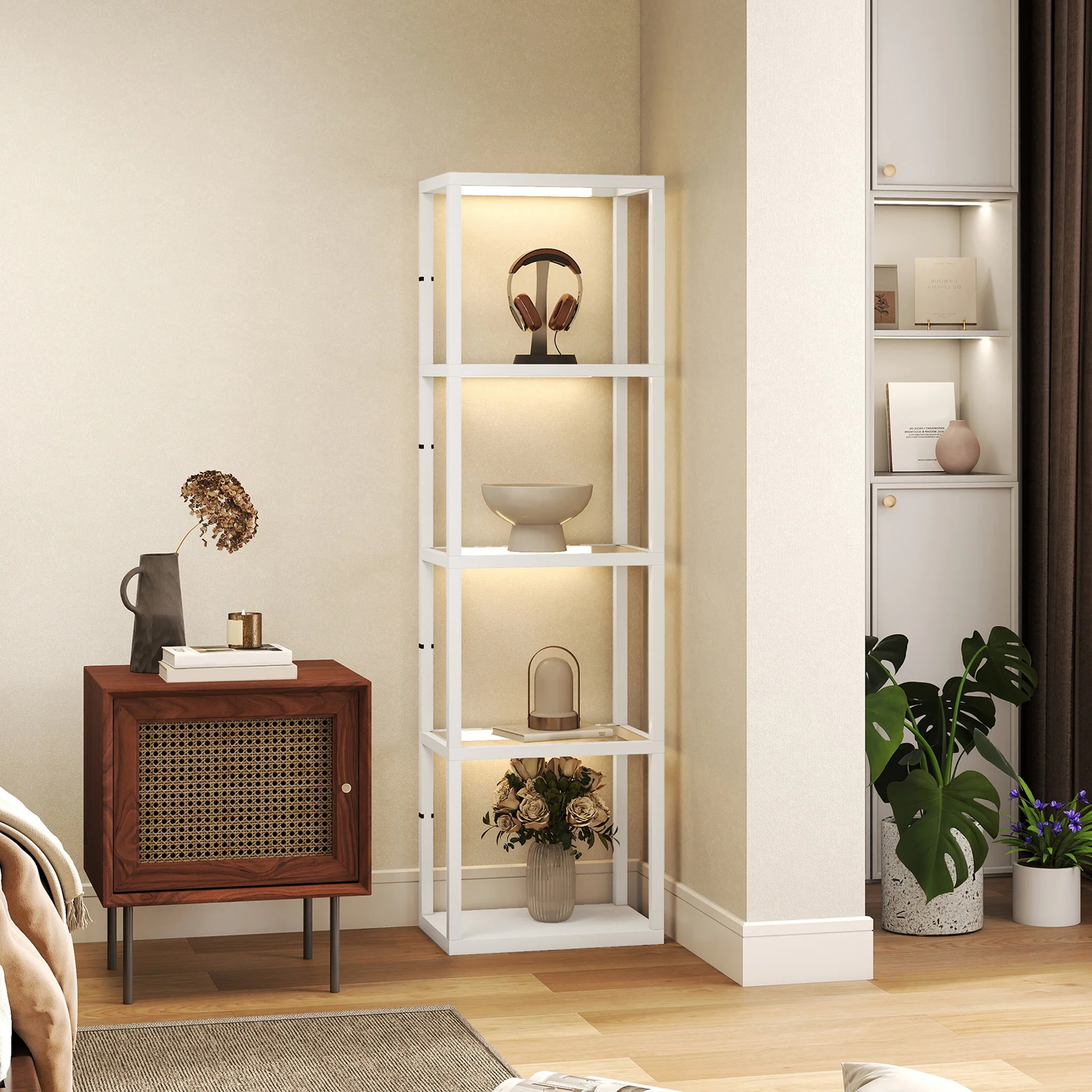 HOMCOM LED Floor Lamp With Glass Shelves, Dimmable Room Lamp - Image 54