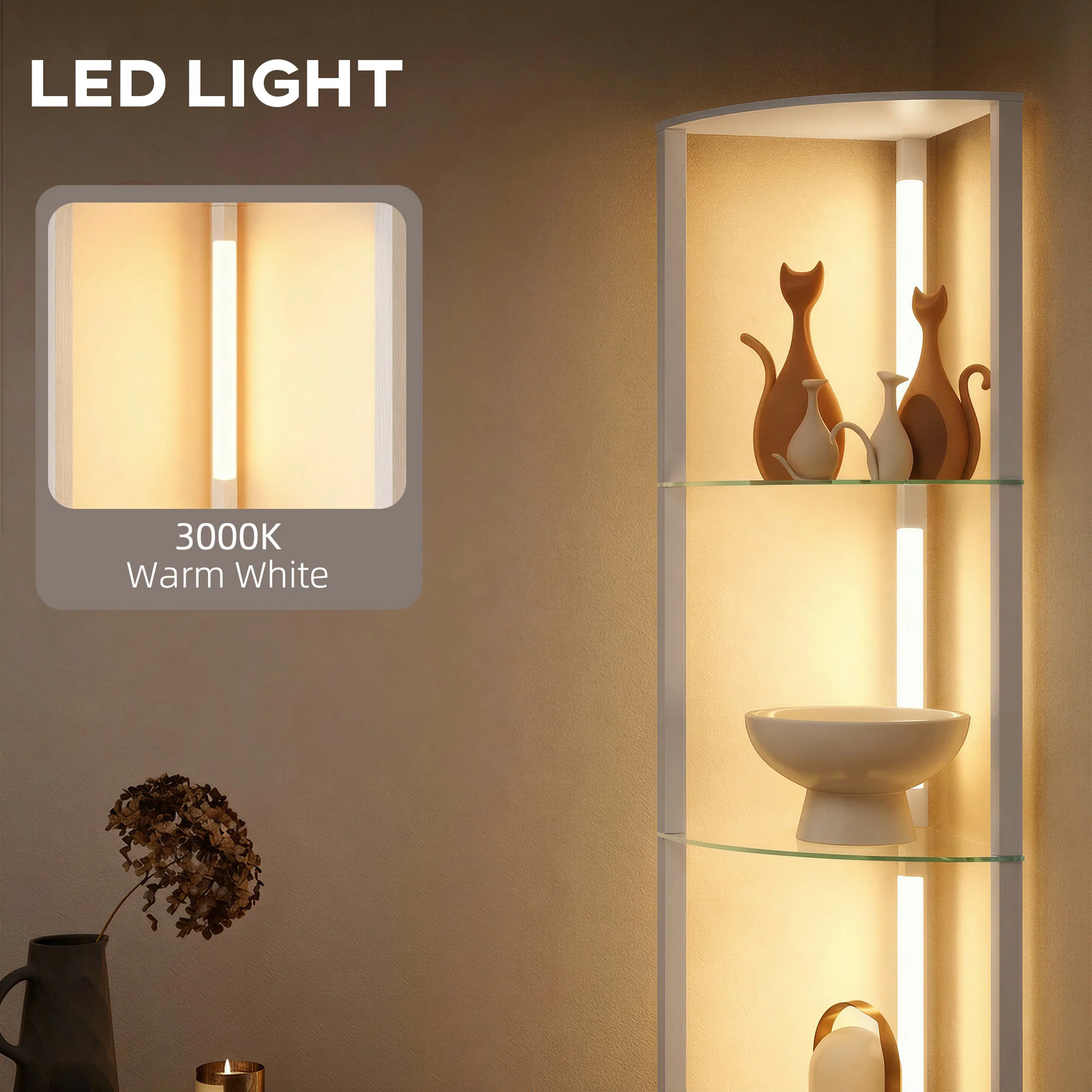 HOMCOM LED Floor Lamp with Shelves, Dimmable Standing Lamp with Foot Switch - Image 4
