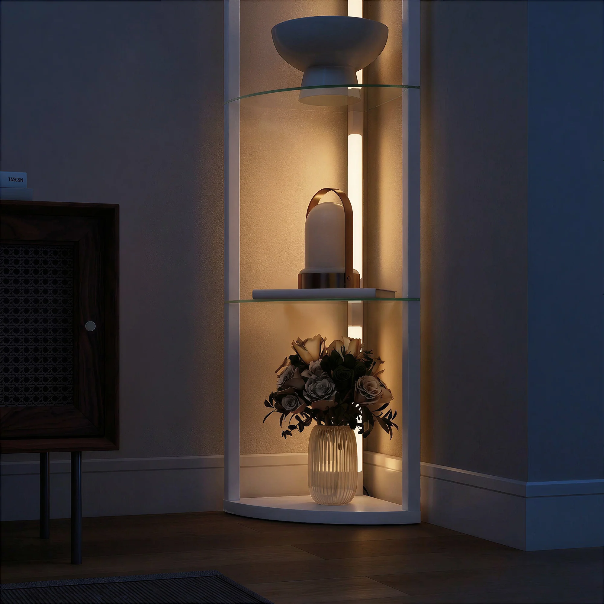 HOMCOM LED Floor Lamp with Shelves, Dimmable Standing Lamp with Foot Switch - Image 7