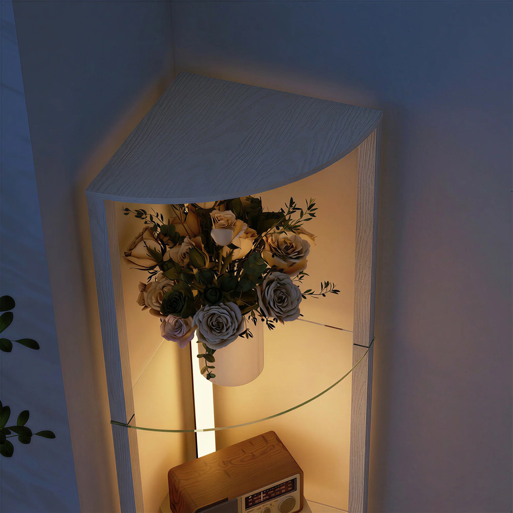 HOMCOM LED Floor Lamp with Shelves, Dimmable Standing Lamp with Foot Switch - Image 8