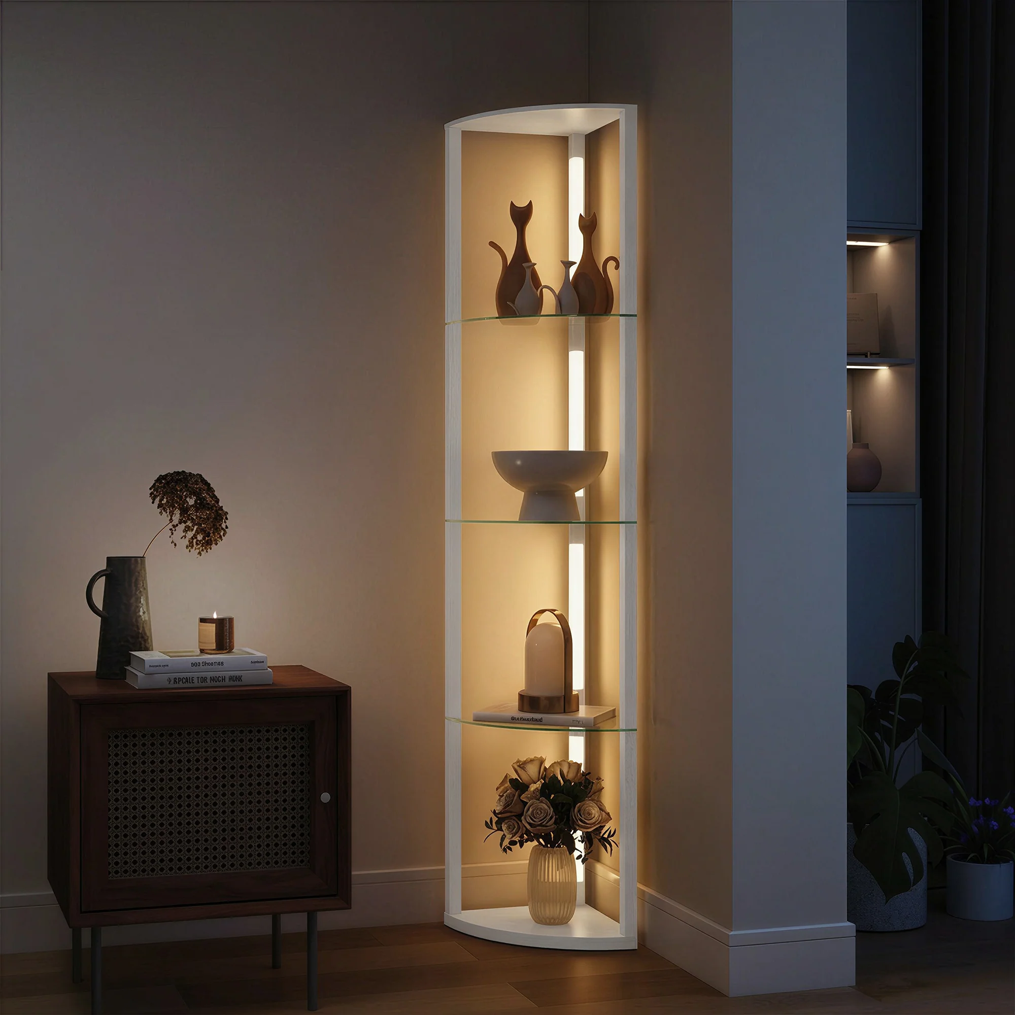 HOMCOM LED Floor Lamp with Shelves, Dimmable Standing Lamp with Foot Switch - Image 2