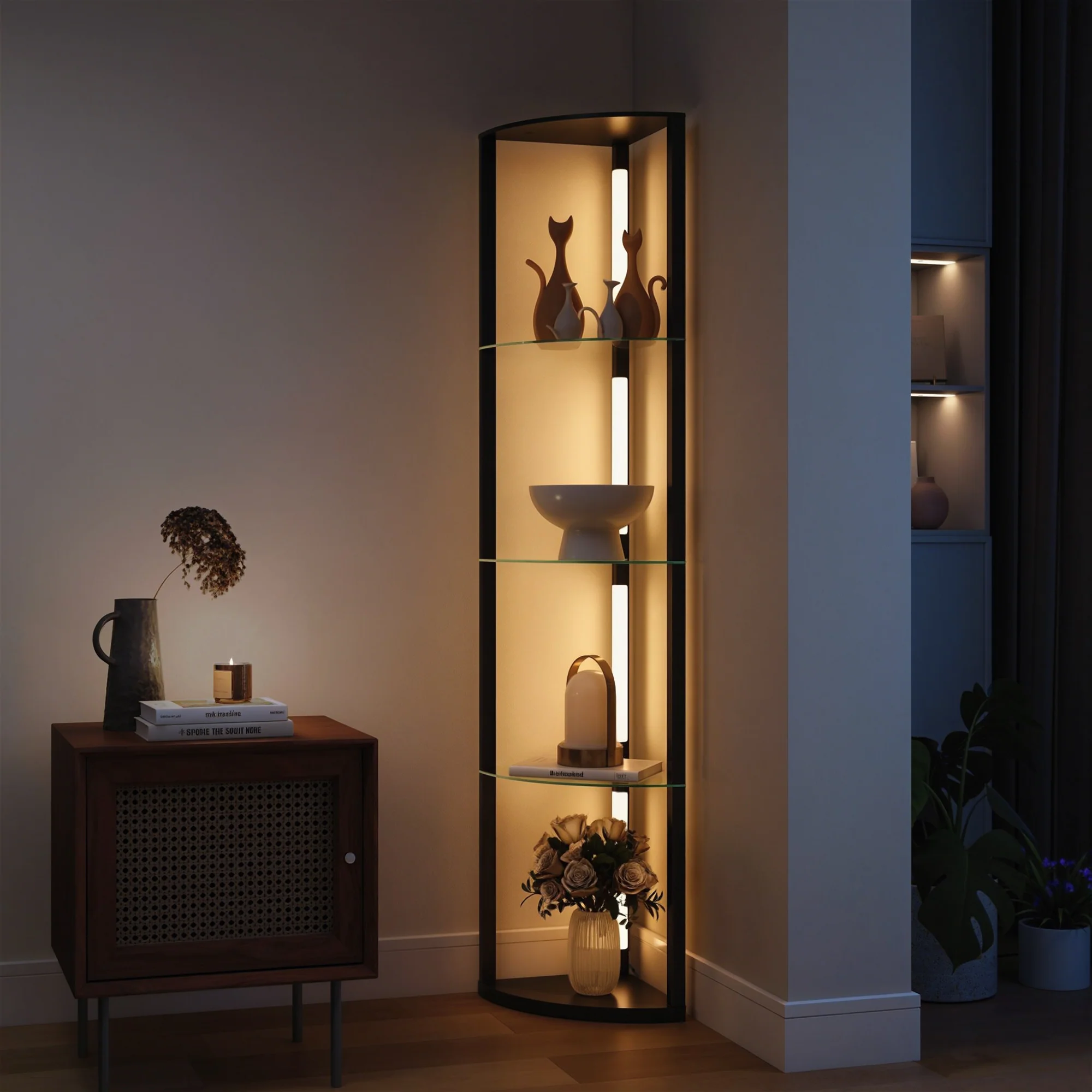 HOMCOM LED Floor Lamp with Shelves, Dimmable Standing Lamp with Foot Switch - Image 2