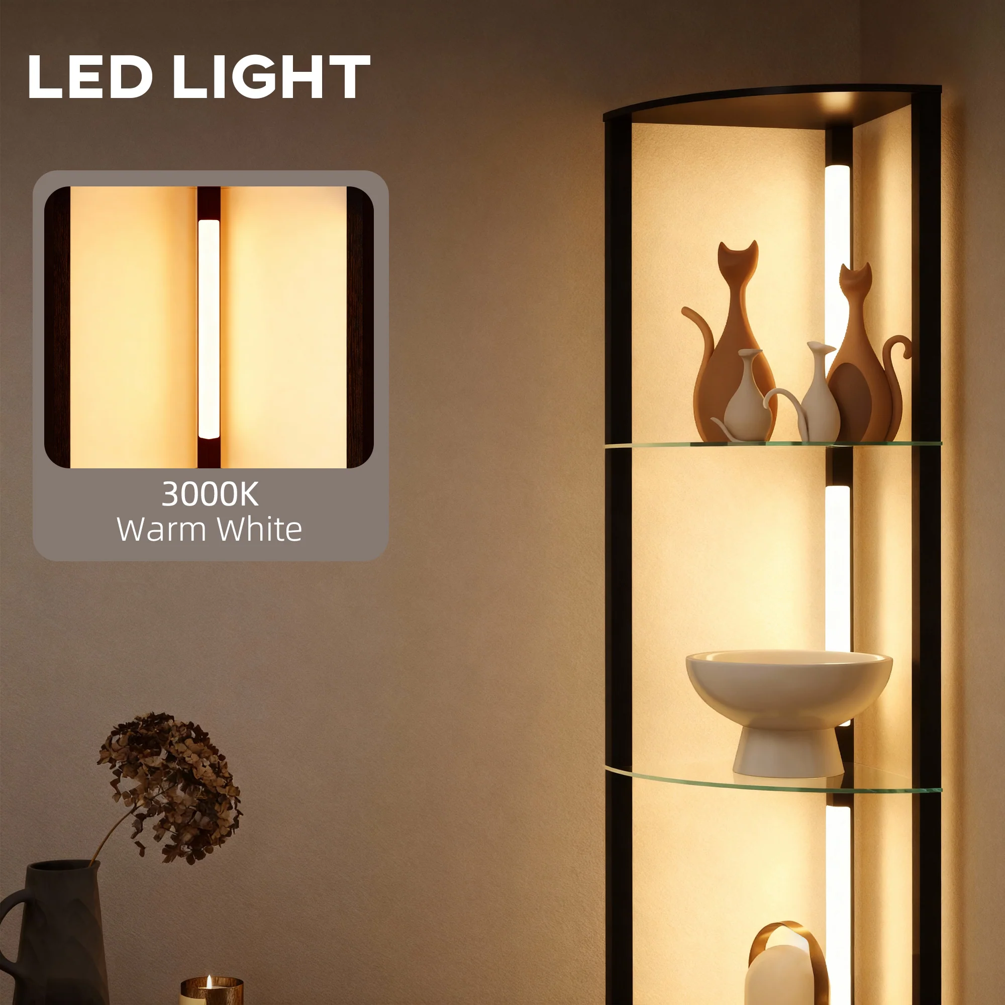 HOMCOM LED Floor Lamp with Shelves, Dimmable Standing Lamp with Foot Switch - Image 4
