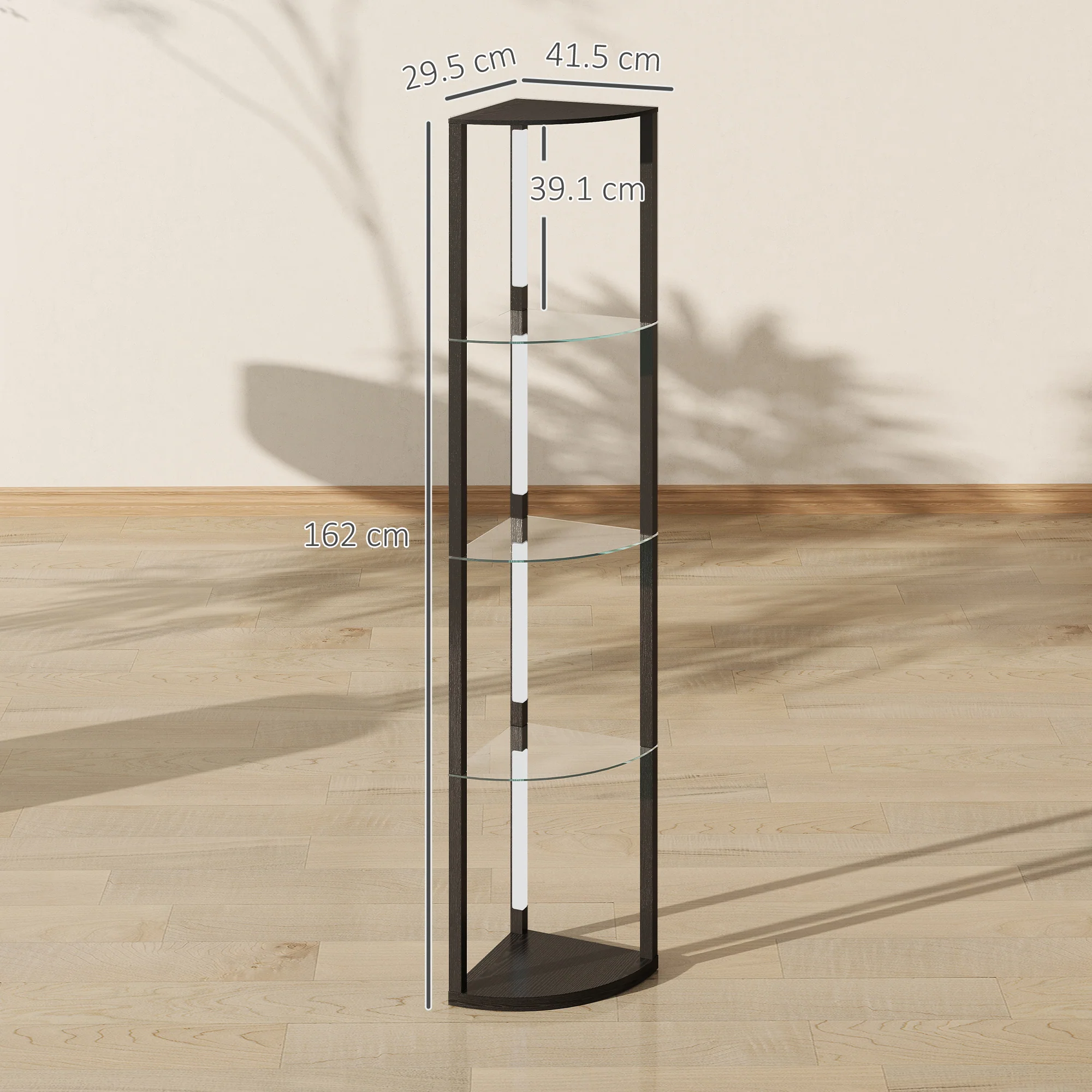 HOMCOM LED Floor Lamp with Shelves, Dimmable Standing Lamp with Foot Switch - Image 5