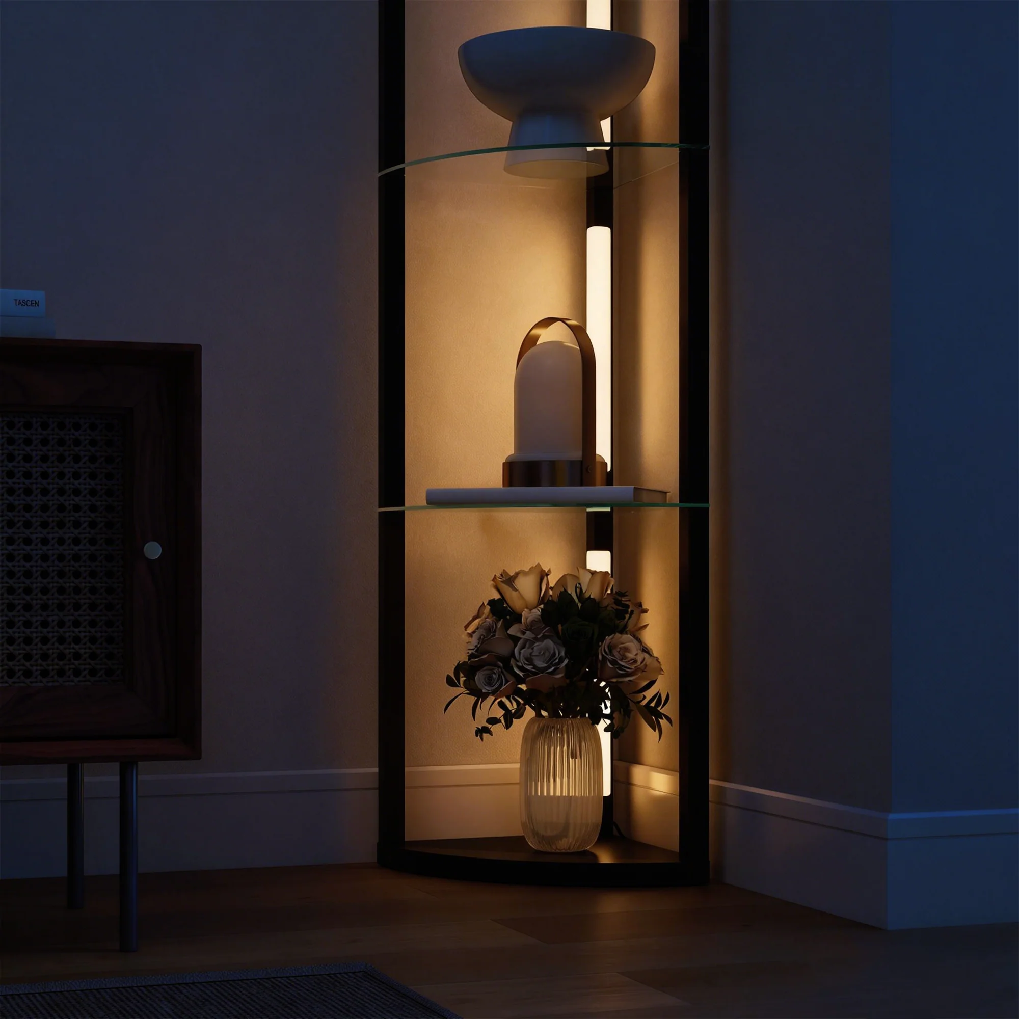 HOMCOM LED Floor Lamp with Shelves, Dimmable Standing Lamp with Foot Switch - Image 7