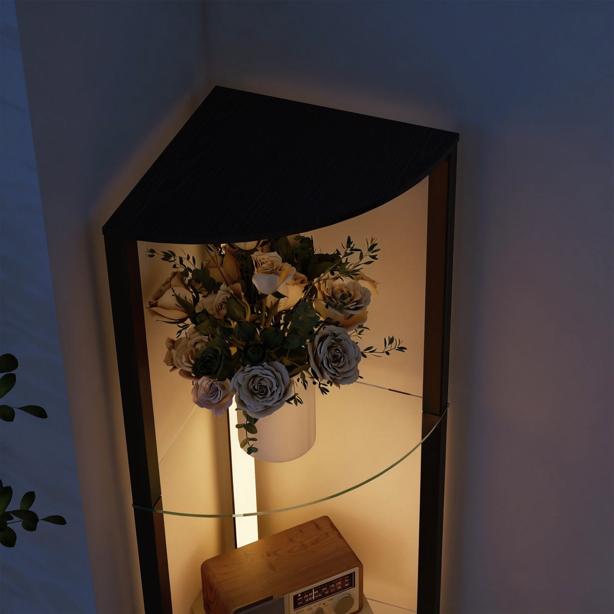 HOMCOM LED Floor Lamp with Shelves, Dimmable Standing Lamp with Foot Switch - Image 8