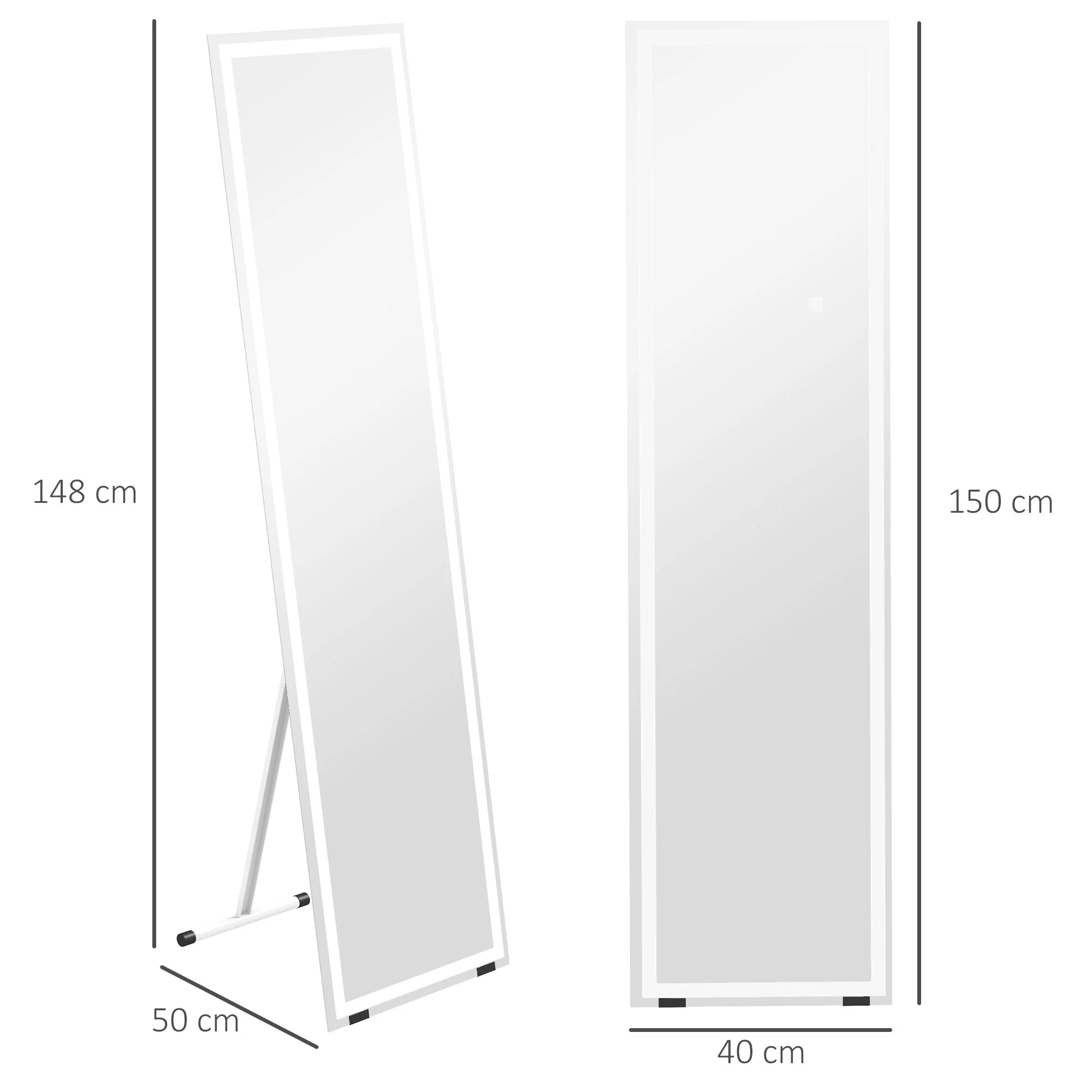 HOMCOM LED Lighted Full Length Mirror Dimmable Full Size Body Mirror for Bedroom - Image 5