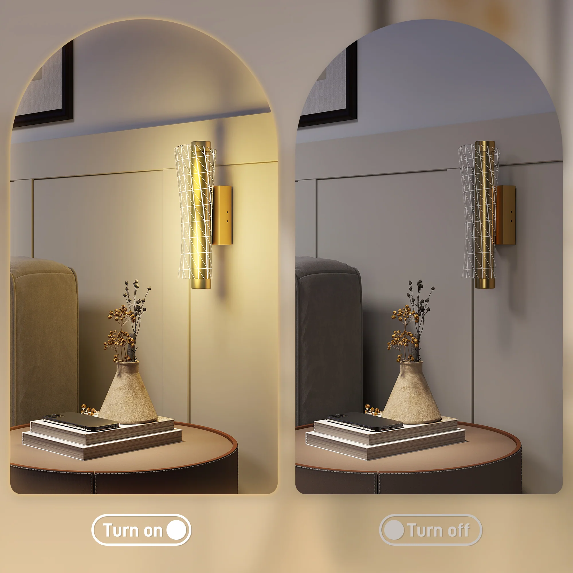 HOMCOM Led Wall Lamp 2 Pack, Modern Indoor Geometric Wall Light, Gold Tone - Image 4