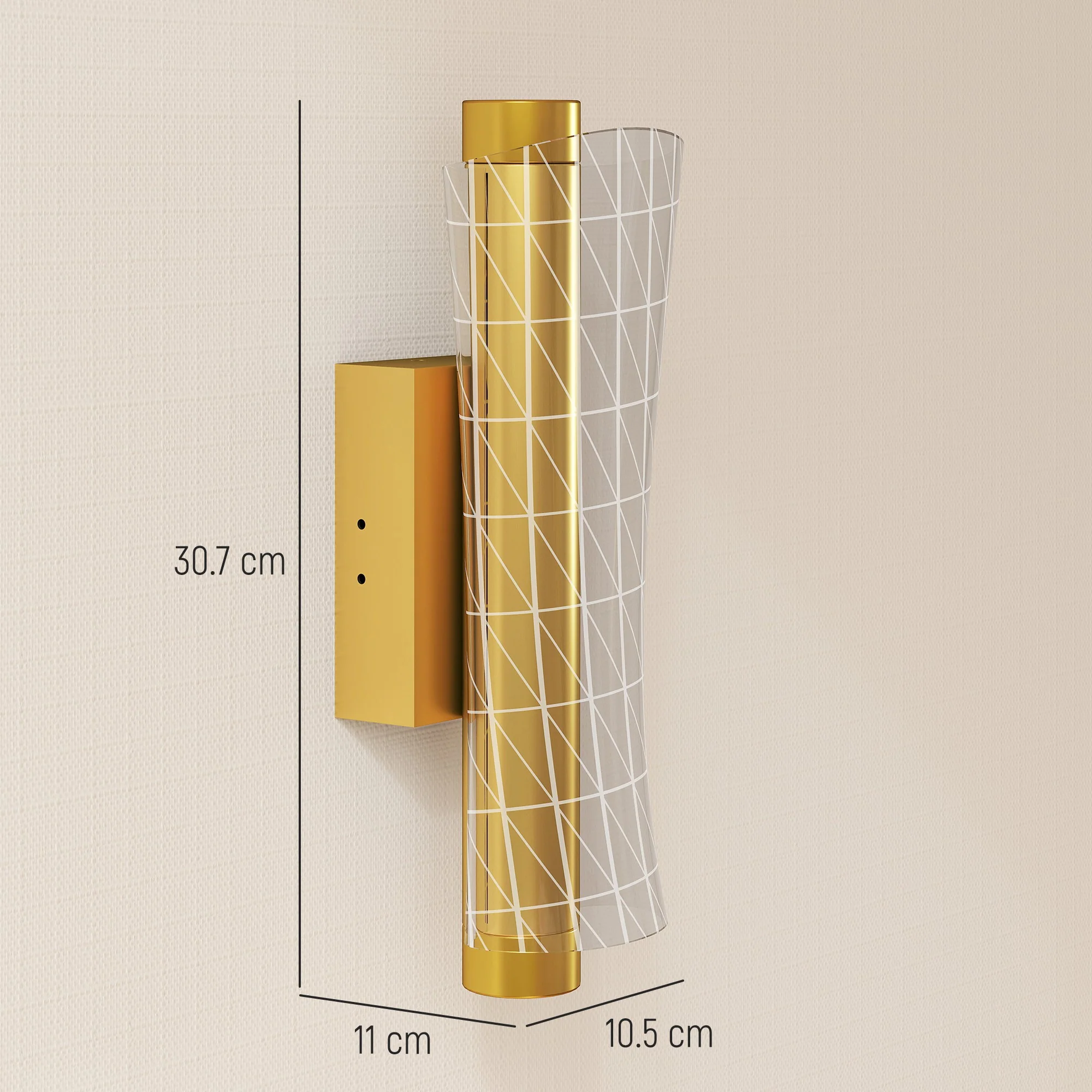 HOMCOM Led Wall Lamp 2 Pack, Modern Indoor Geometric Wall Light, Gold Tone - Image 5