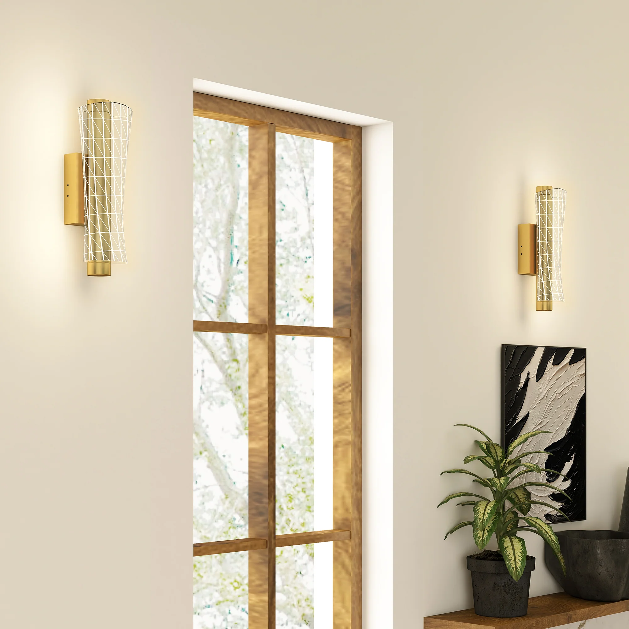 HOMCOM Led Wall Lamp 2 Pack, Modern Indoor Geometric Wall Light, Gold Tone - Image 7