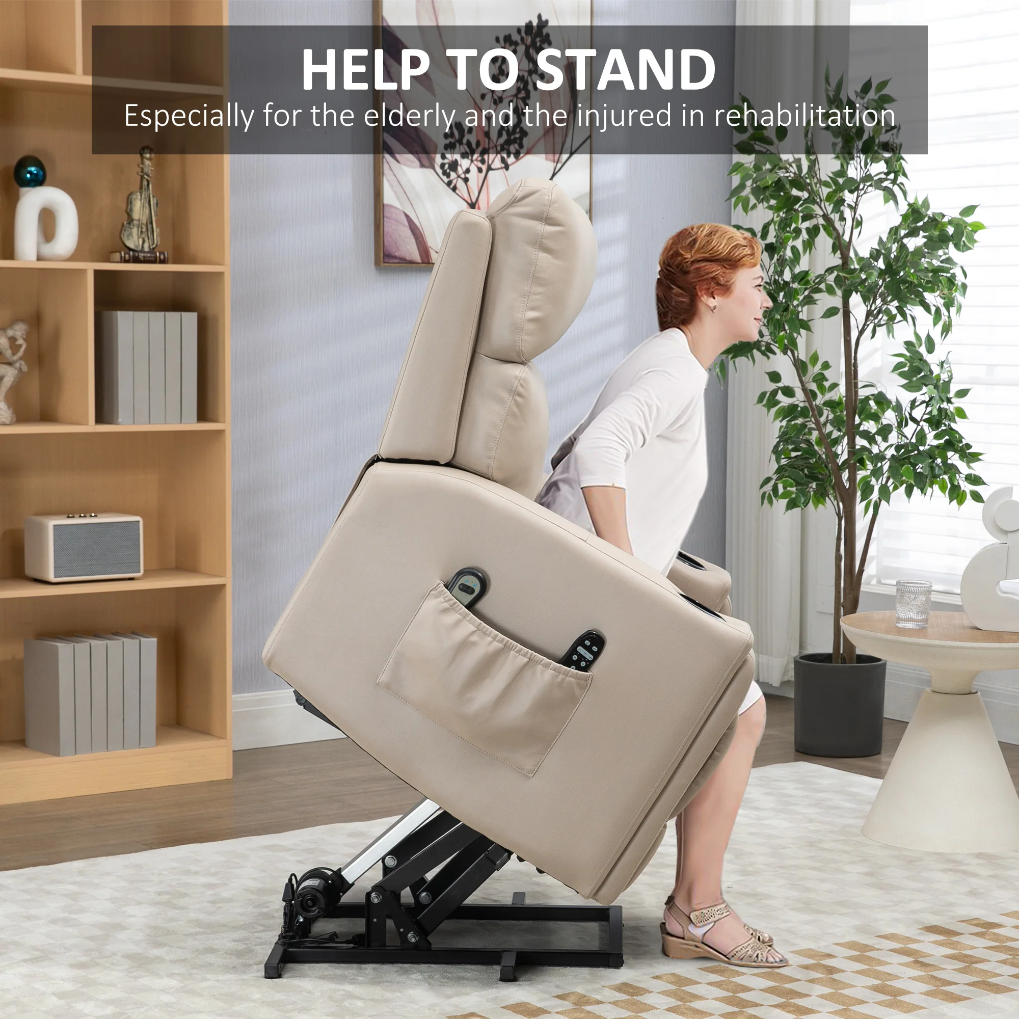 HOMCOM Lift Chair For Living Room, Recliner Chair With Vibration Massage, Heat - Image 3