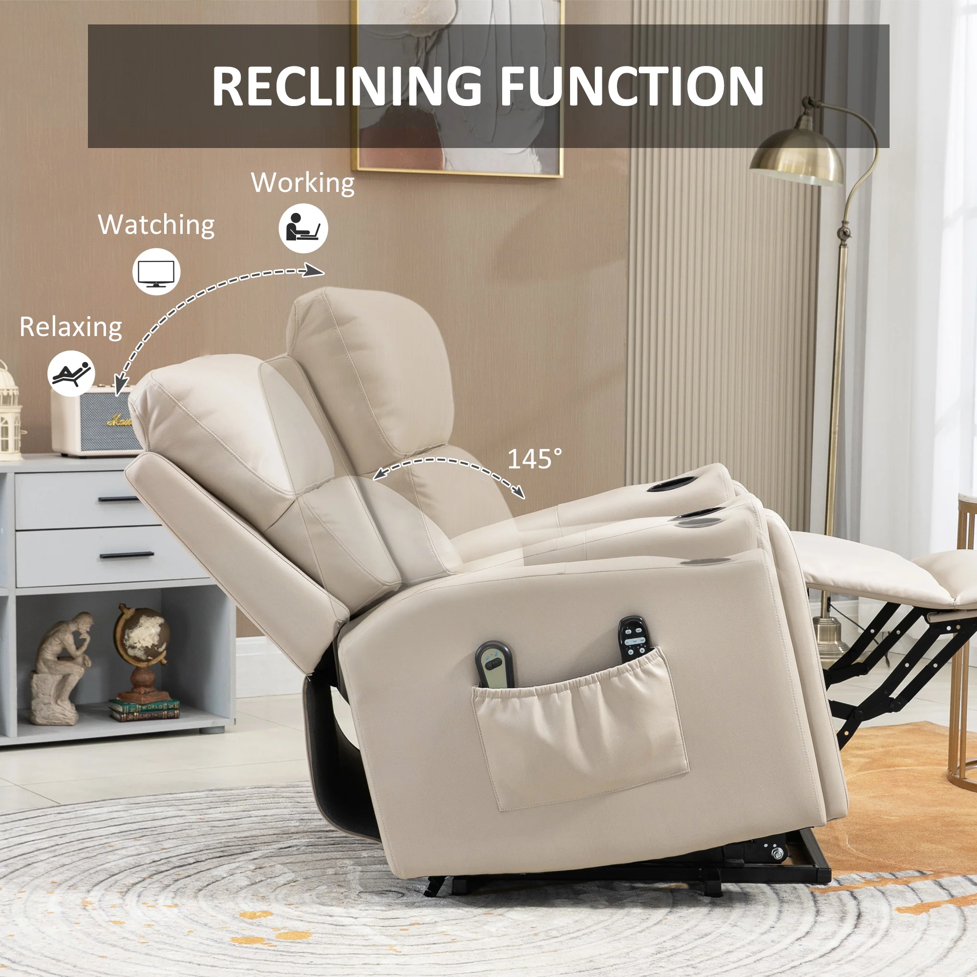 HOMCOM Lift Chair For Living Room, Recliner Chair With Vibration Massage, Heat - Image 6