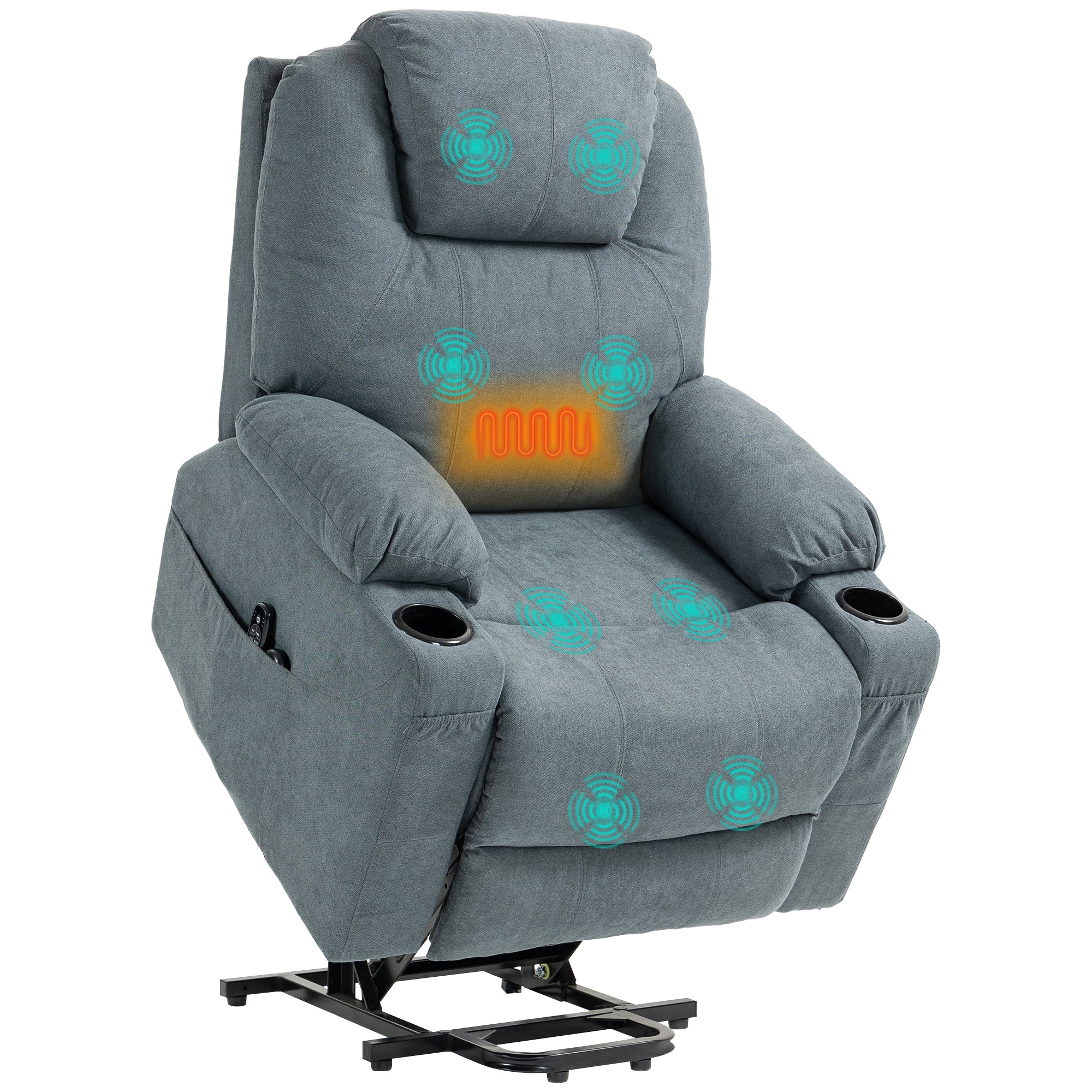 HOMCOM Lift Chair With Vibration Massage, Heat, Easy Assembly, Grey