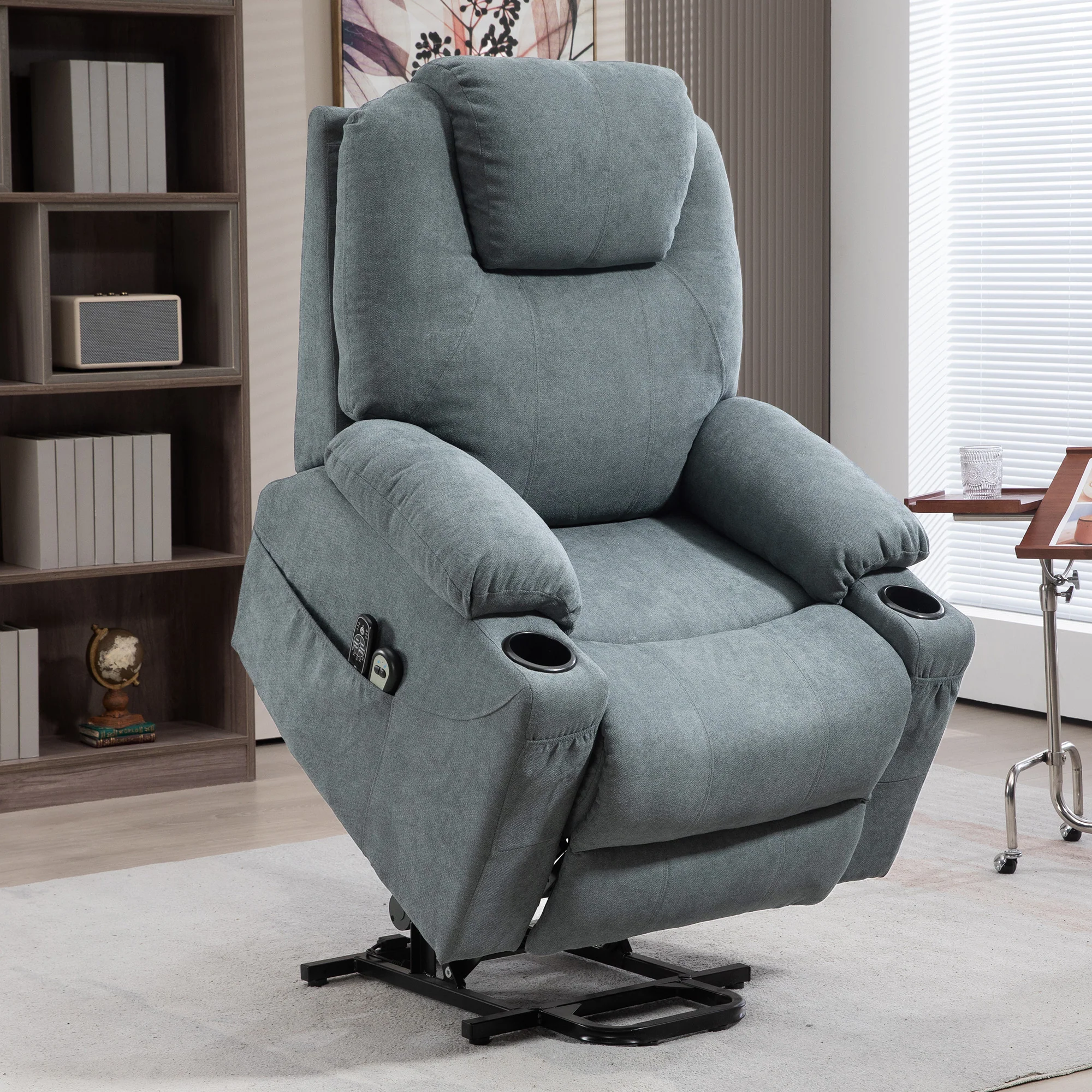 HOMCOM Lift Chair With Vibration Massage, Heat, Easy Assembly, Grey - Image 2