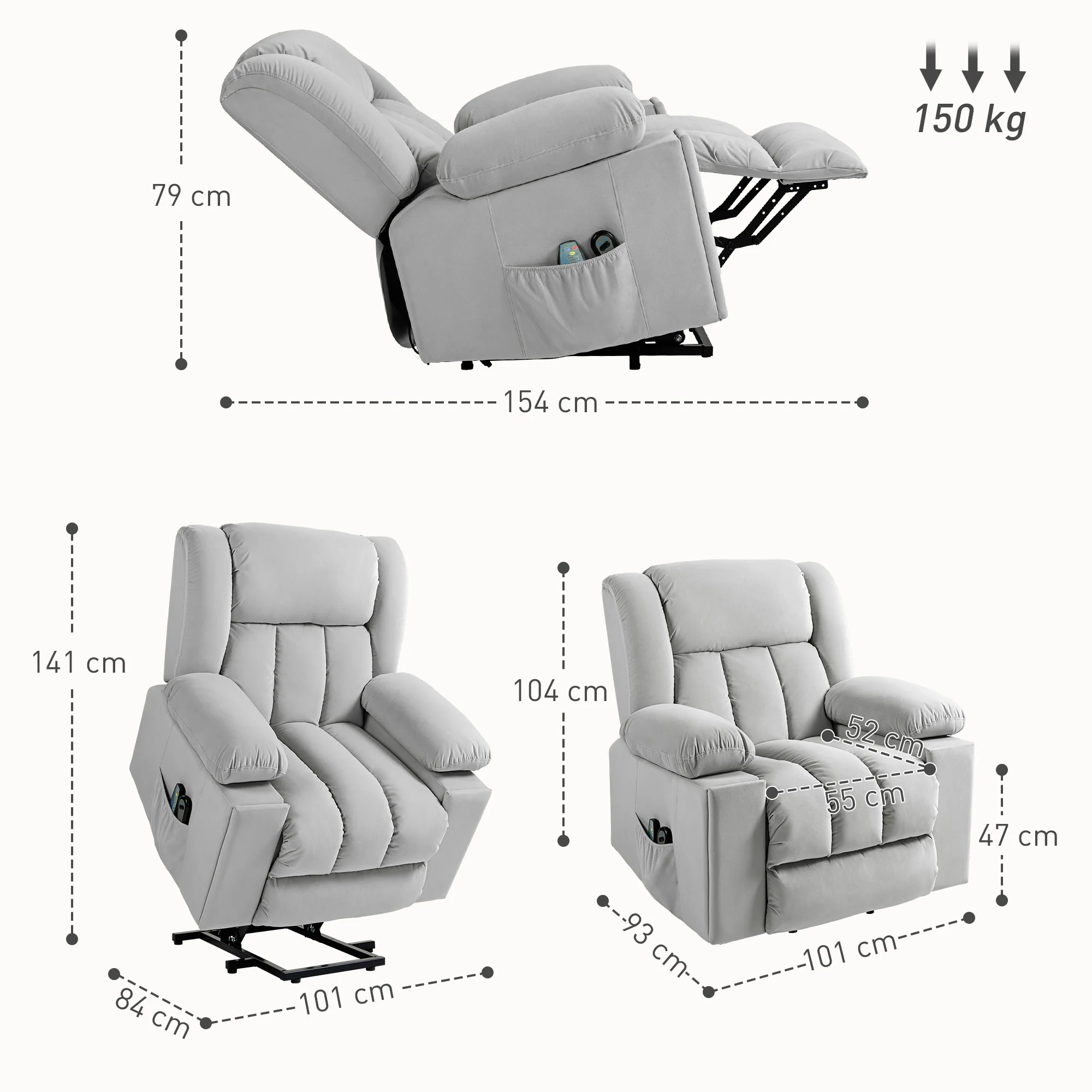 HOMCOM Power Lift Recliner Chair With Vibration Massage, USB - Image 14