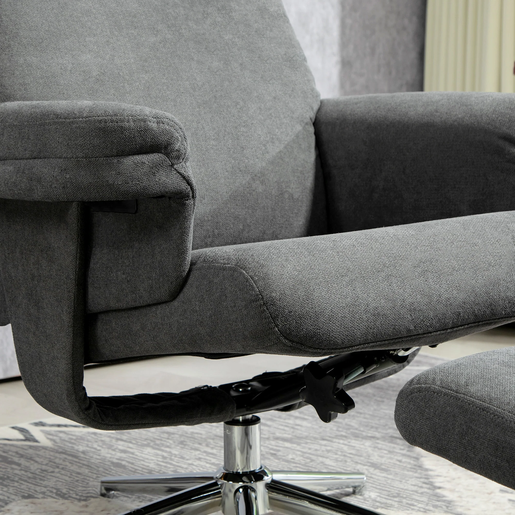 HOMCOM Recliner Chair With Footstool With Adjustable Back - Brown/Charcoal Grey - Image 17