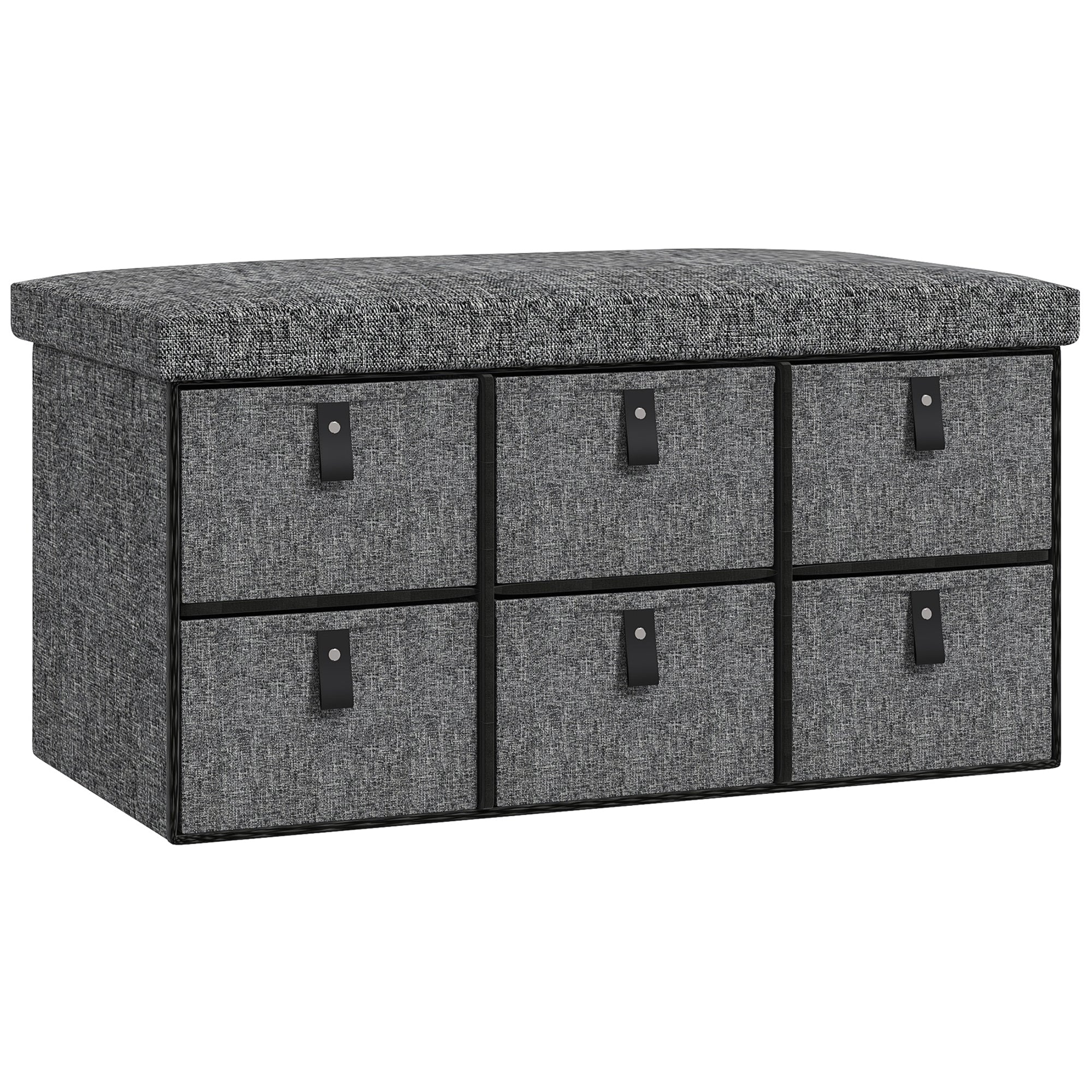 HOMCOM Shoe Bench With Seat, Shoe Storage Bench With Fabric Drawers - Image 10