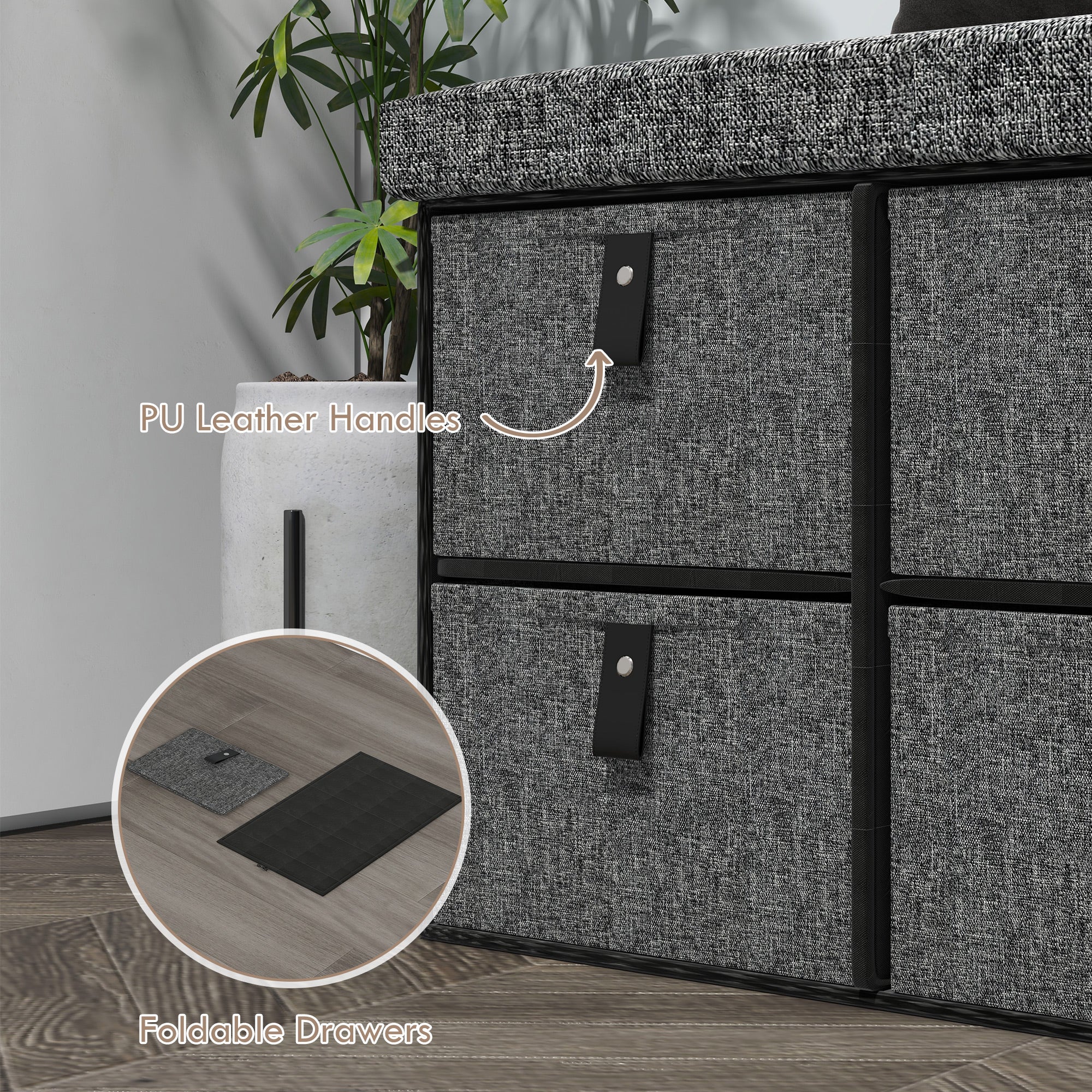 HOMCOM Shoe Bench With Seat, Shoe Storage Bench With Fabric Drawers - Image 15