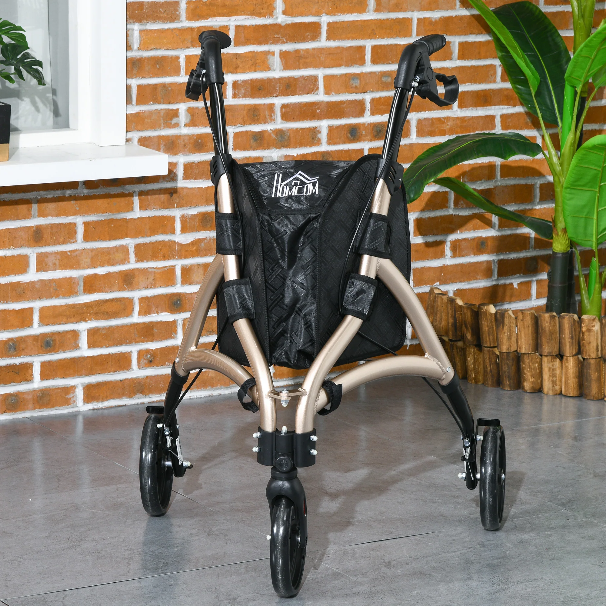 HOMCOM Lightweight Aluminium 3-Wheel Rollator With Adjustable Handle Storage Bag - Image 7