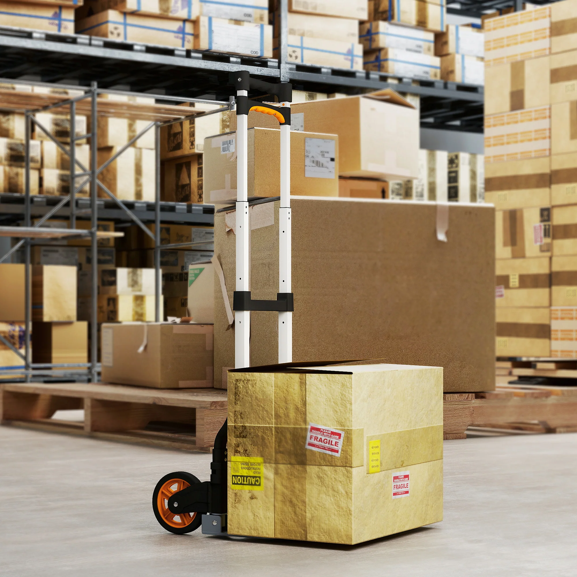 HOMCOM Lightweight Sack Truck With 70kg Capacity, Folding Trolley, Silver - Image 2