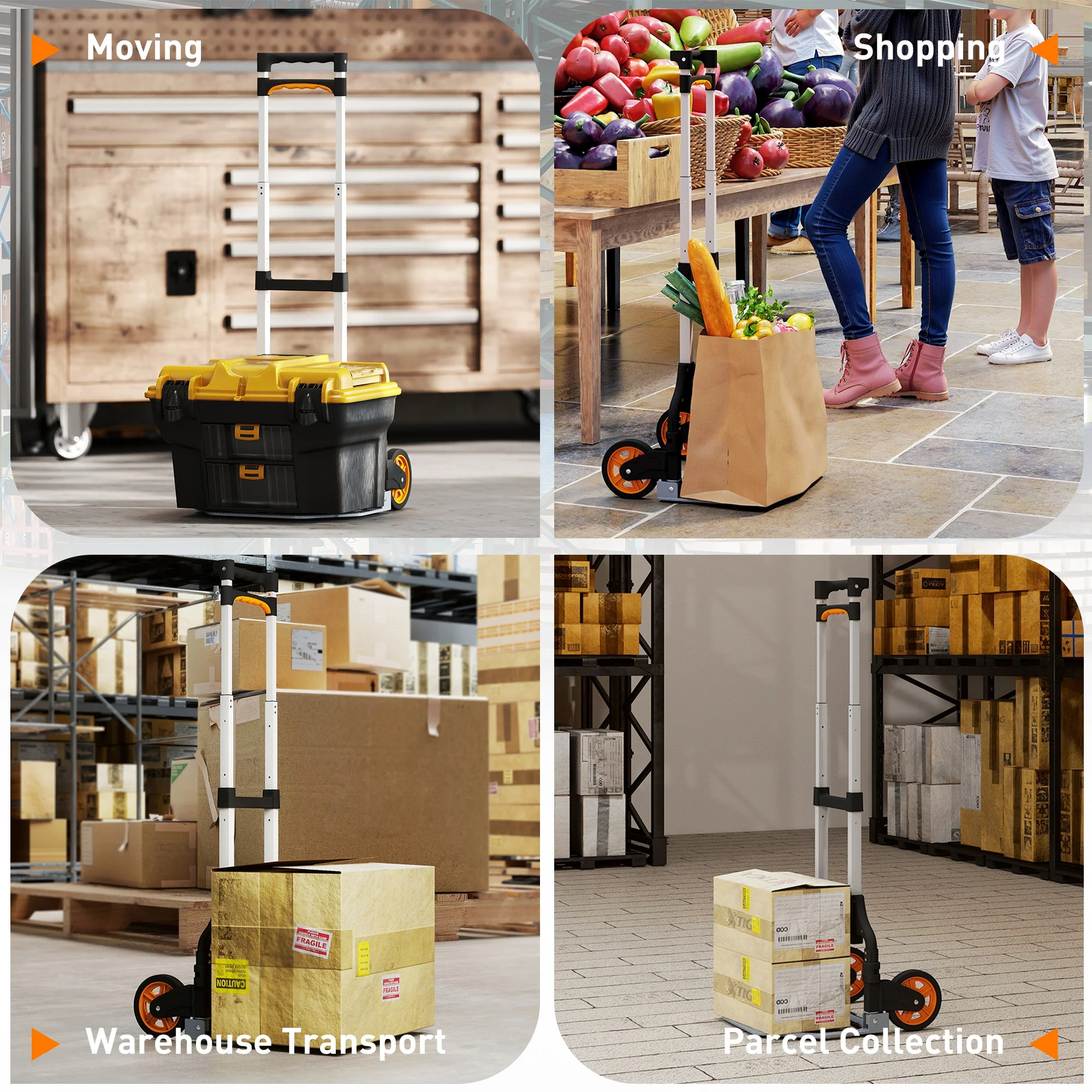 HOMCOM Lightweight Sack Truck With 70kg Capacity, Folding Trolley, Silver - Image 7