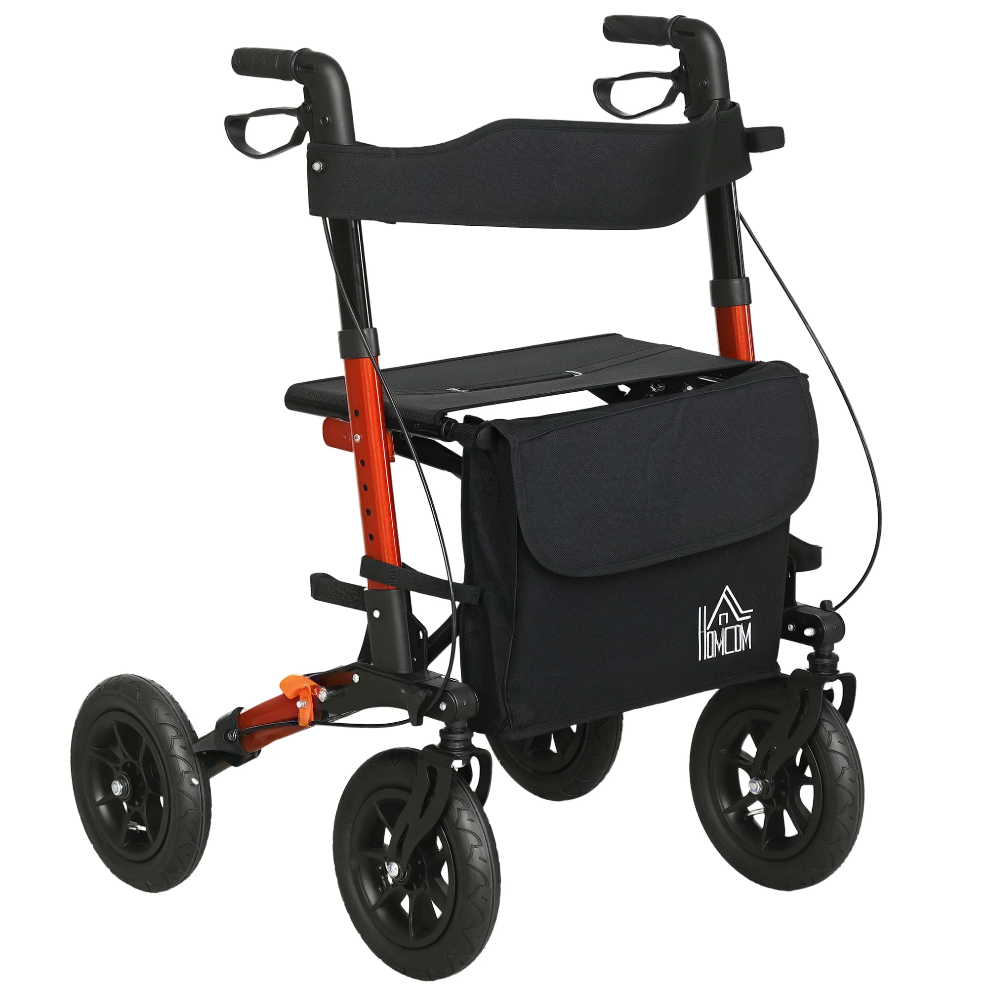 HOMCOM Lightweight Walking Frame with Adjustable Handle, Red