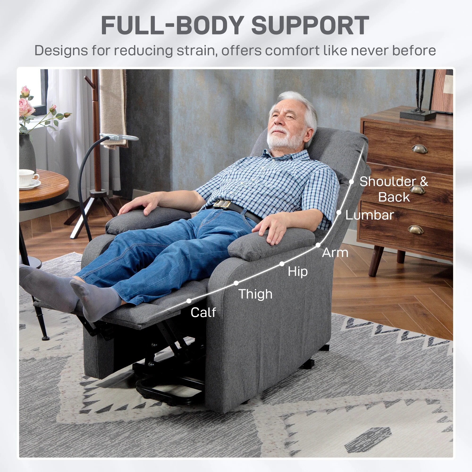 HOMCOM Linen Fabric Electric Recliner Chair With Remote Control - Image 16
