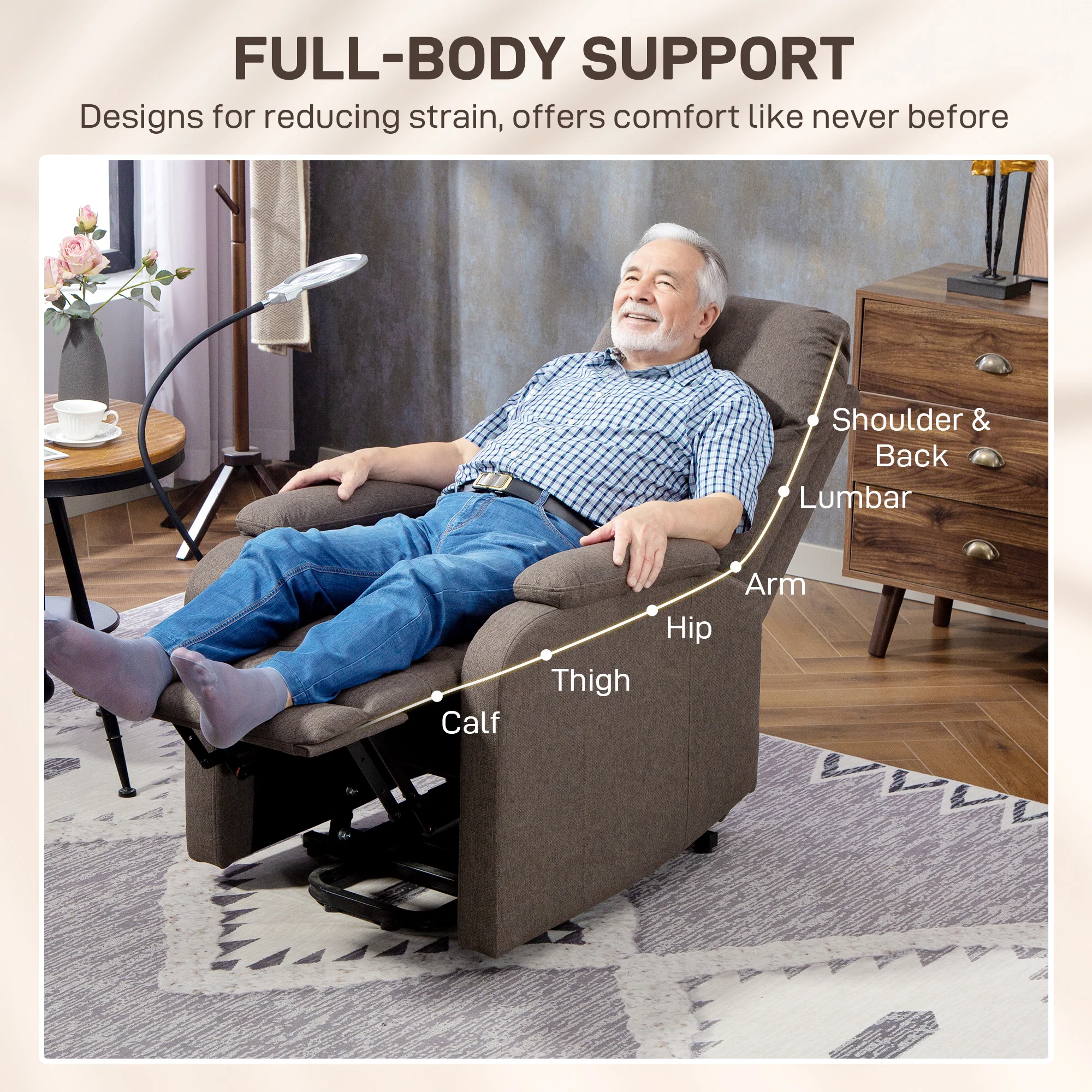 HOMCOM Linen Fabric Electric Recliner Chair With Remote Control - Image 7