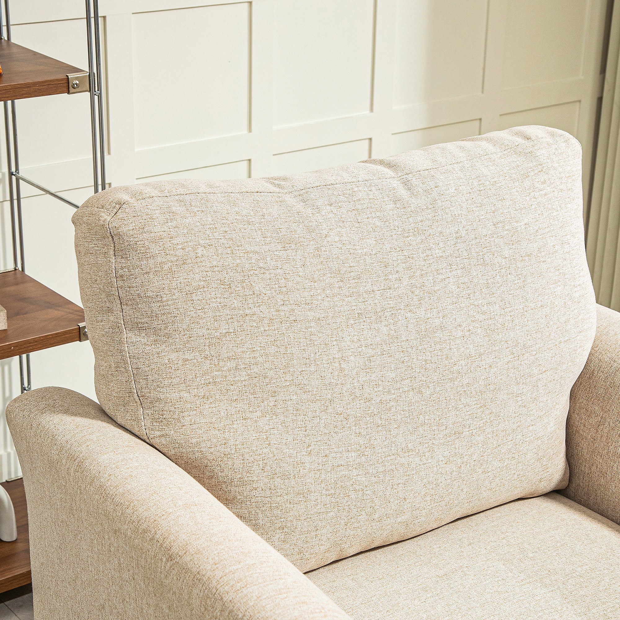 HOMCOM Linen Fabric Modern Accent Chair with Metal Legs, Wood Frame, Beige - Image 9