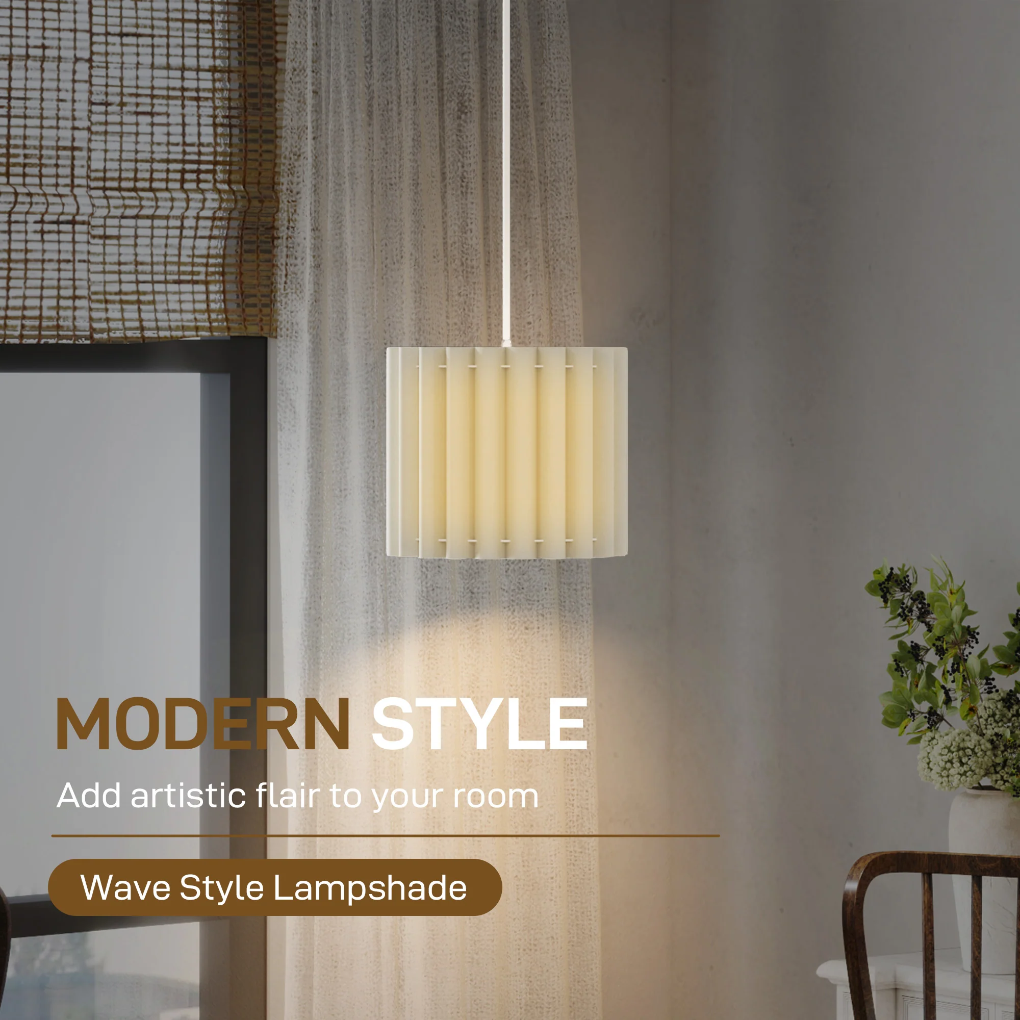 HOMCOM Linen Pendant Light, E27 Lampshade For Living Room, Bedroom - Image 12