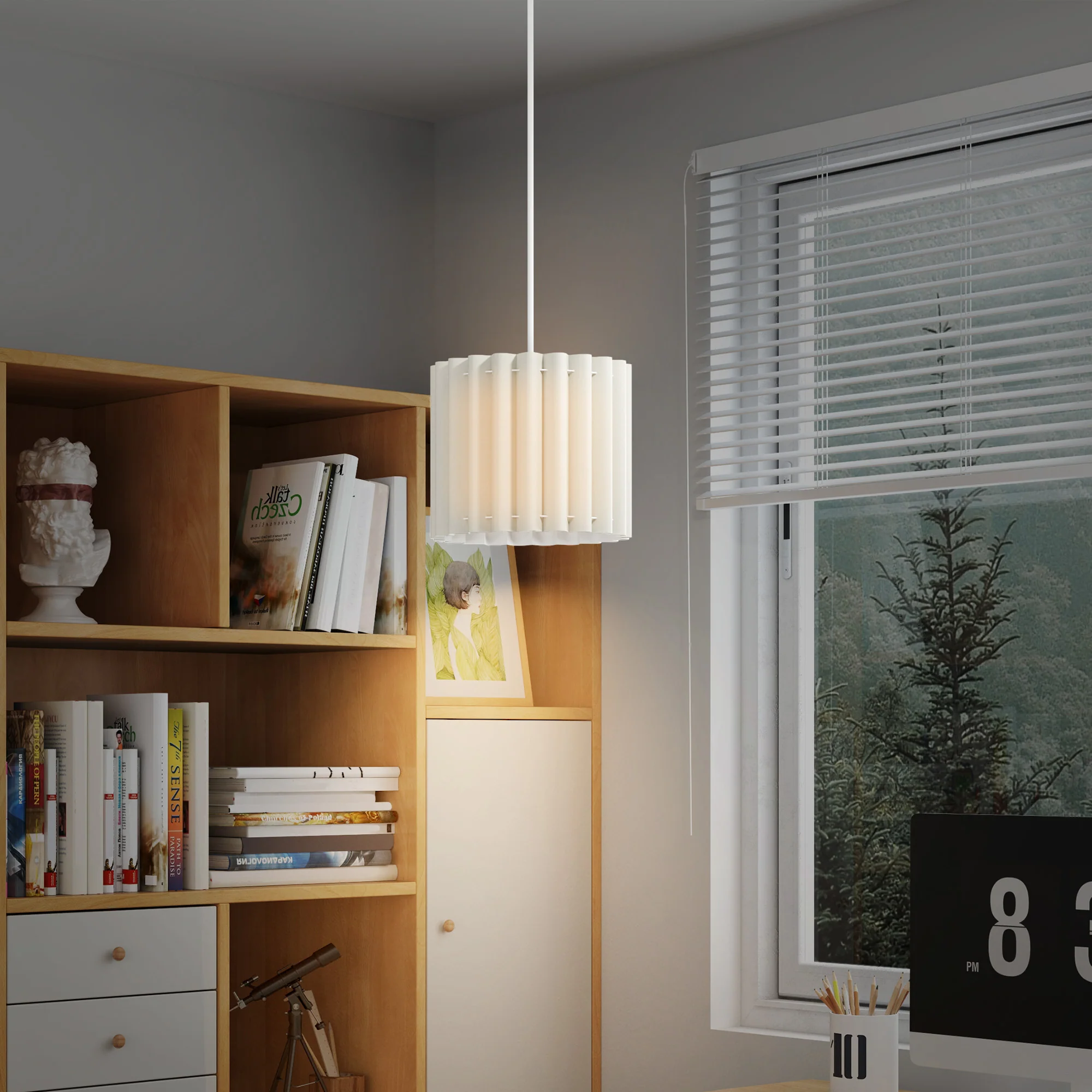 HOMCOM Linen Pendant Light, E27 Lampshade For Living Room, Bedroom - Image 15