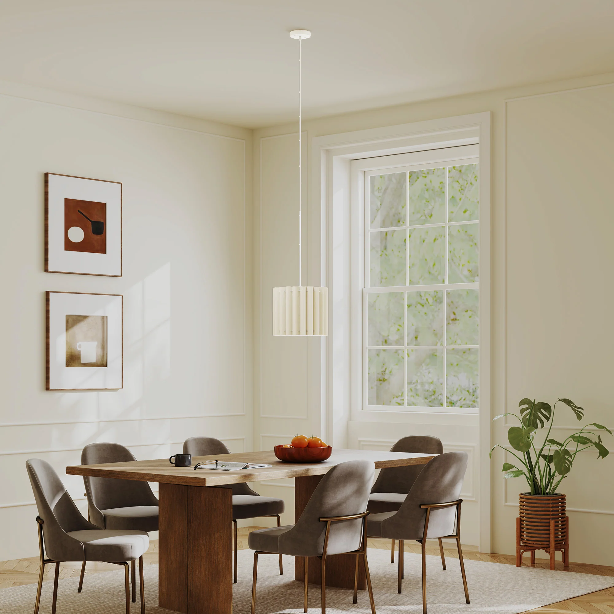 HOMCOM Linen Pendant Light, E27 Lampshade For Living Room, Bedroom - Image 16