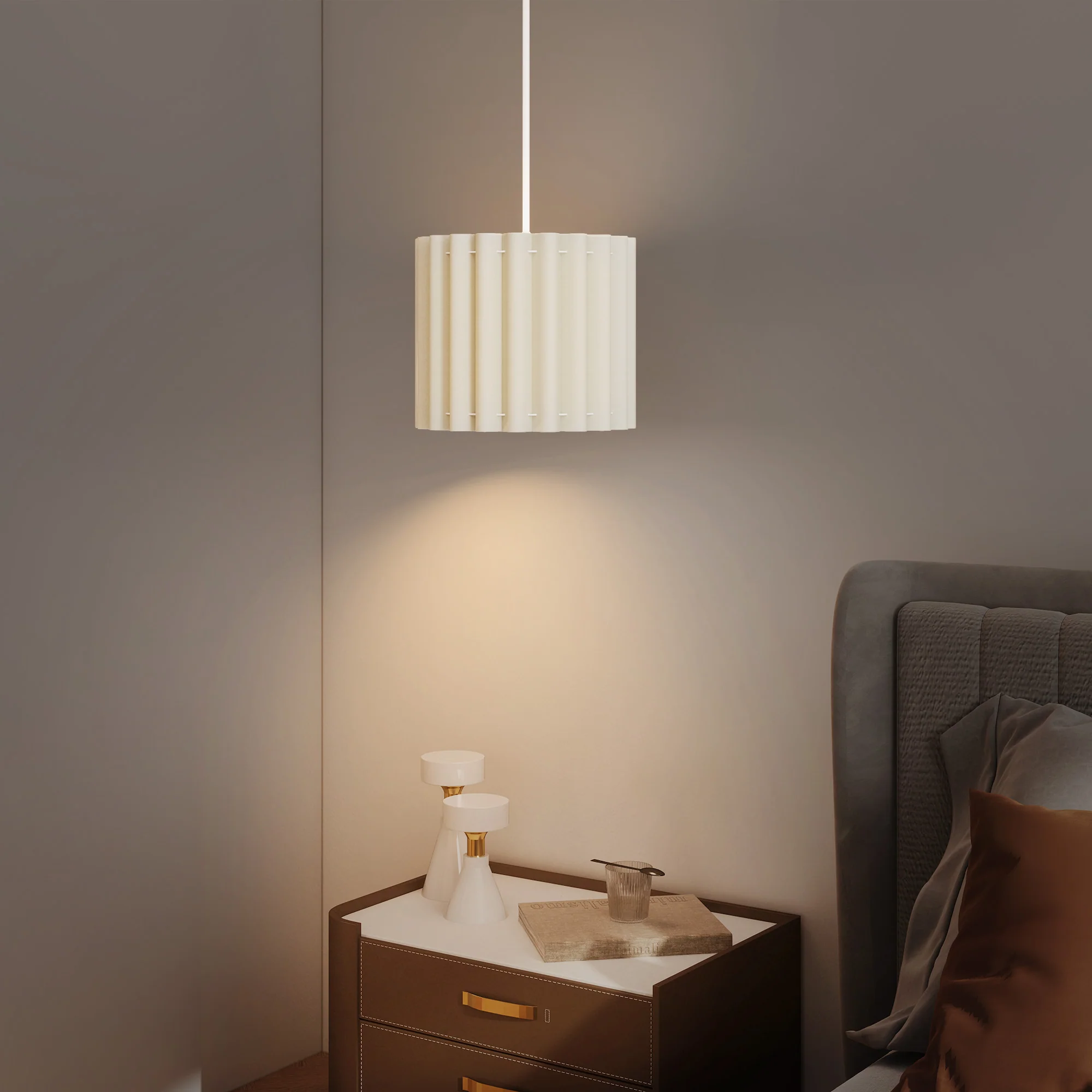 HOMCOM Linen Pendant Light, E27 Lampshade For Living Room, Bedroom - Image 17