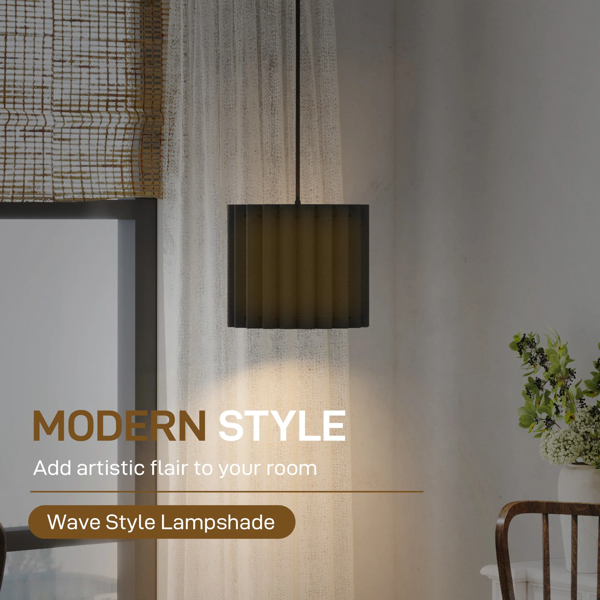 HOMCOM Linen Pendant Light, E27 Lampshade For Living Room, Bedroom - Image 3