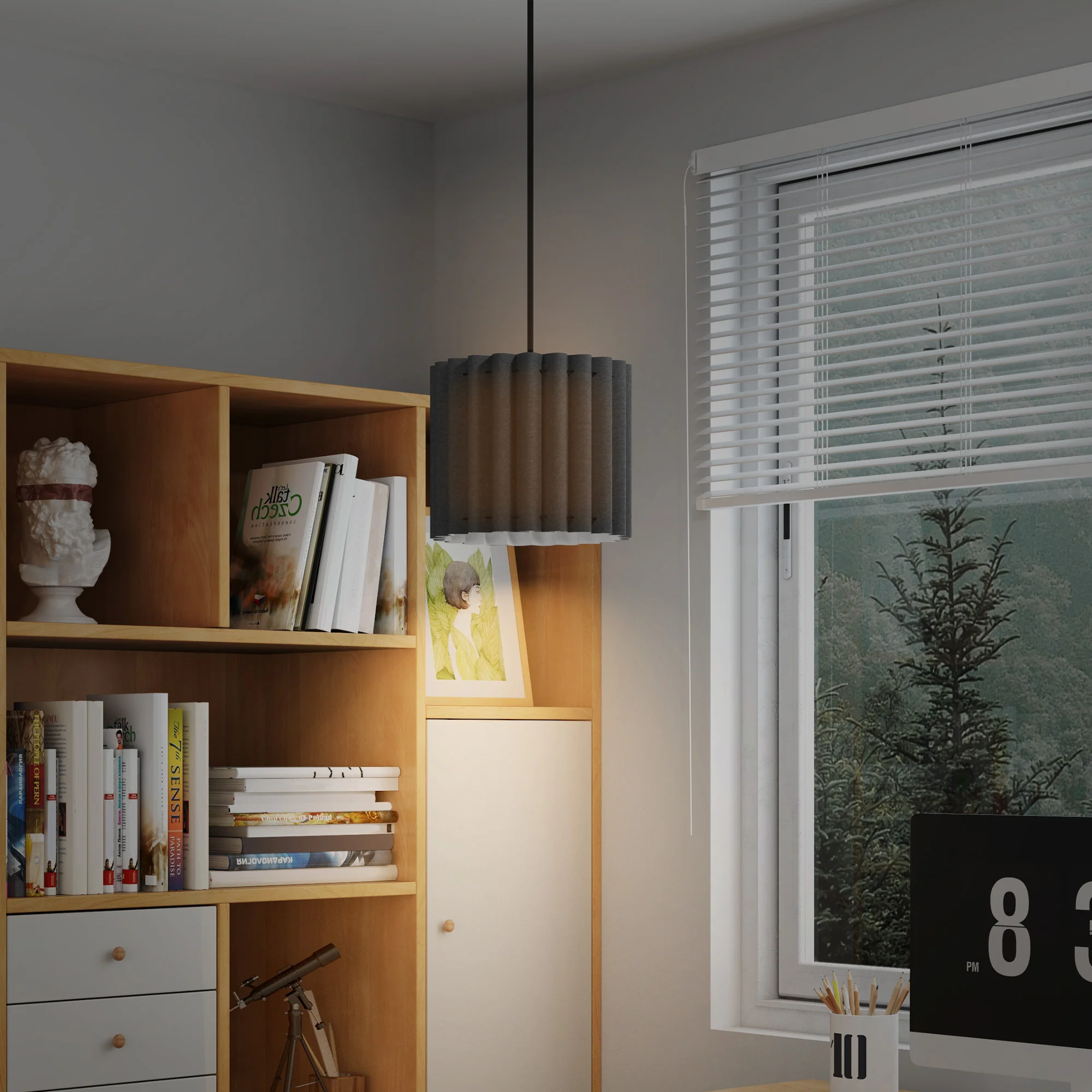 HOMCOM Linen Pendant Light, E27 Lampshade For Living Room, Bedroom - Image 6