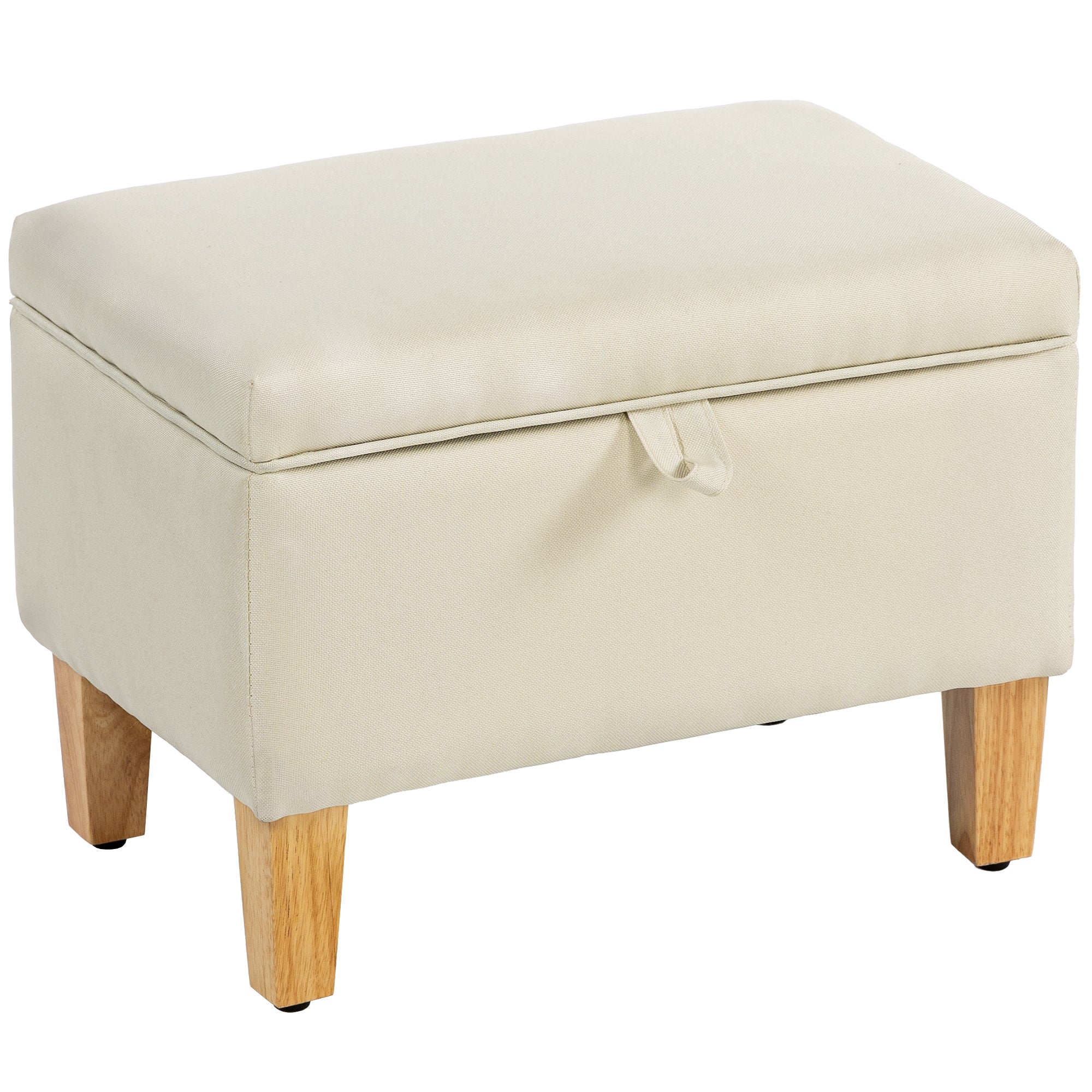 HOMCOM Linen Storage Ottoman Storage Box With Rubberwood Legs - Image 10