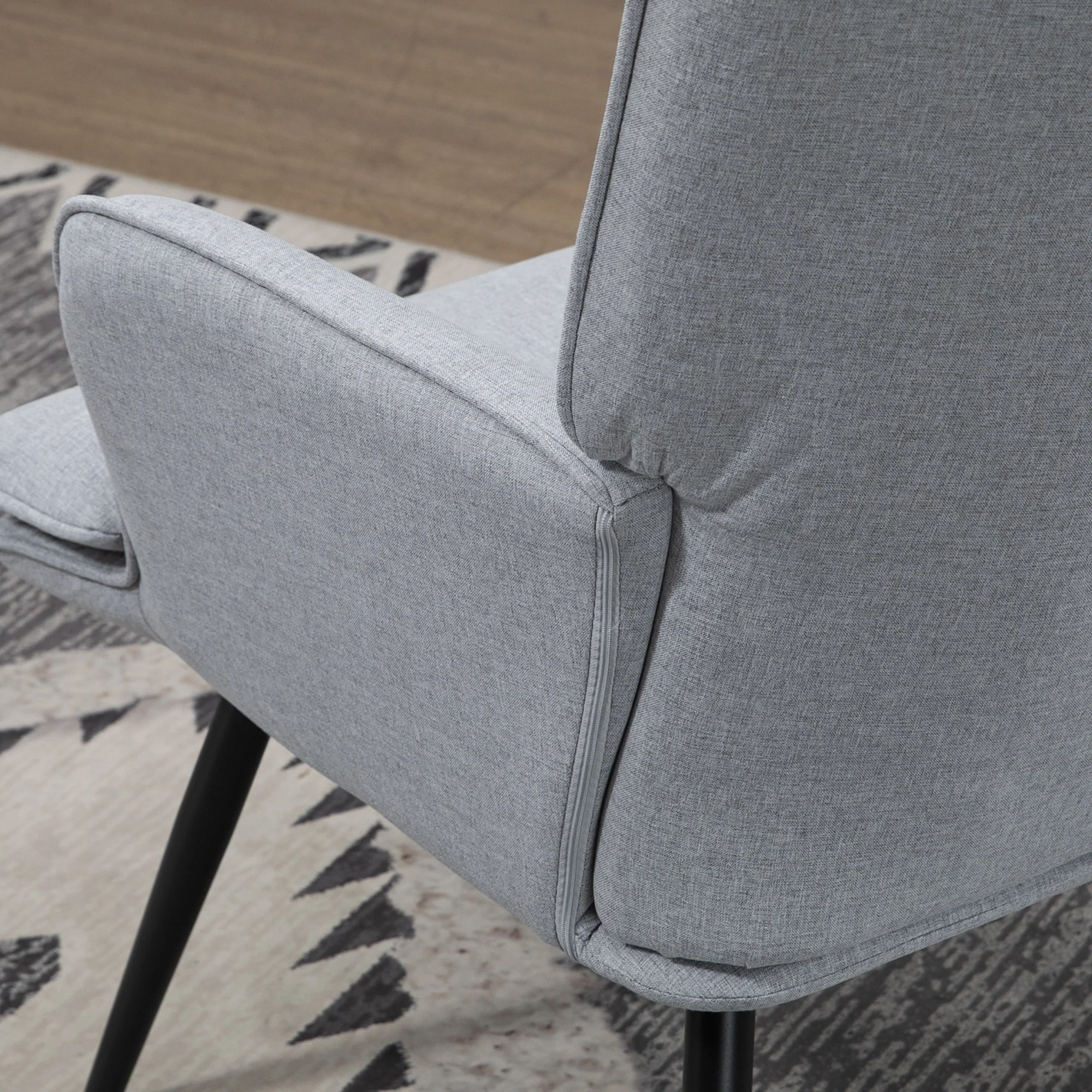 HOMCOM Living Room Chair with Footstool and Steel Legs, Light Grey - Image 8