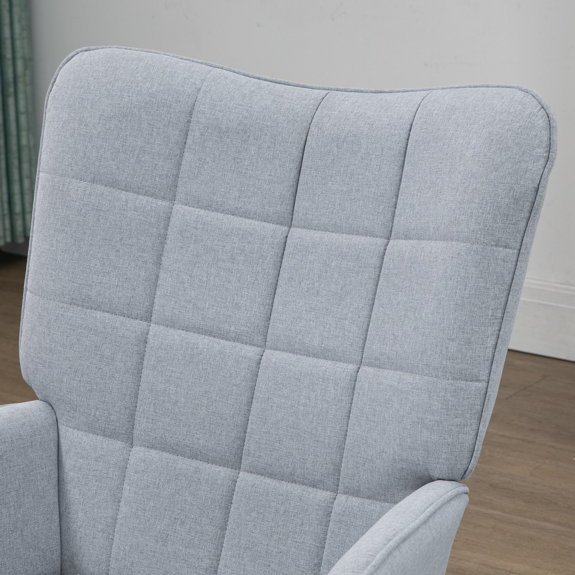 HOMCOM Living Room Chair with Footstool and Steel Legs, Light Grey - Image 9