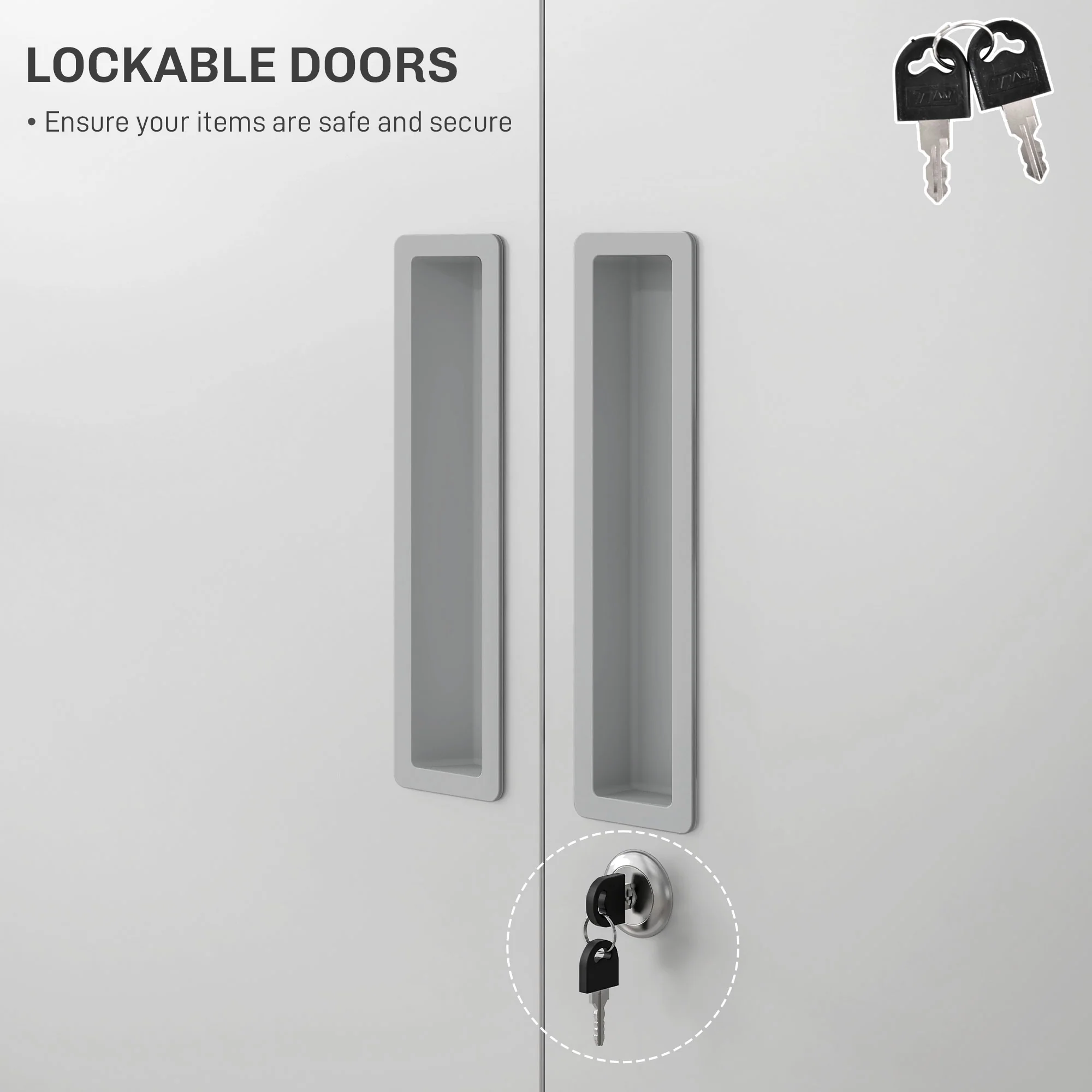 HOMCOM Lockable Metal Cabinet with 2 Doors, File Cabinet for Home Office, White - Image 4