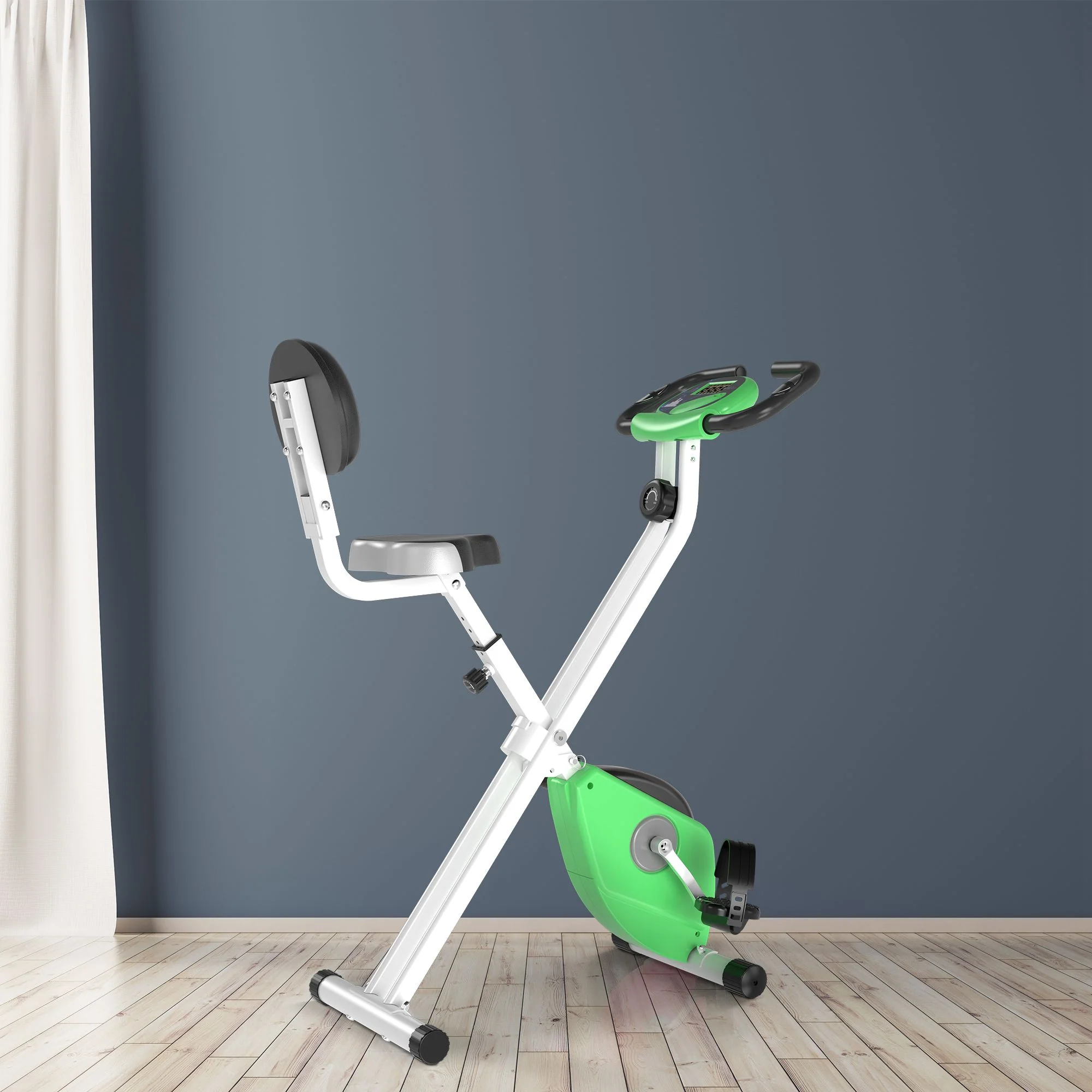 HOMCOM Magnetic Resistance Exercise Bike Foldable LCD Adjustable Seat Green - Image 2