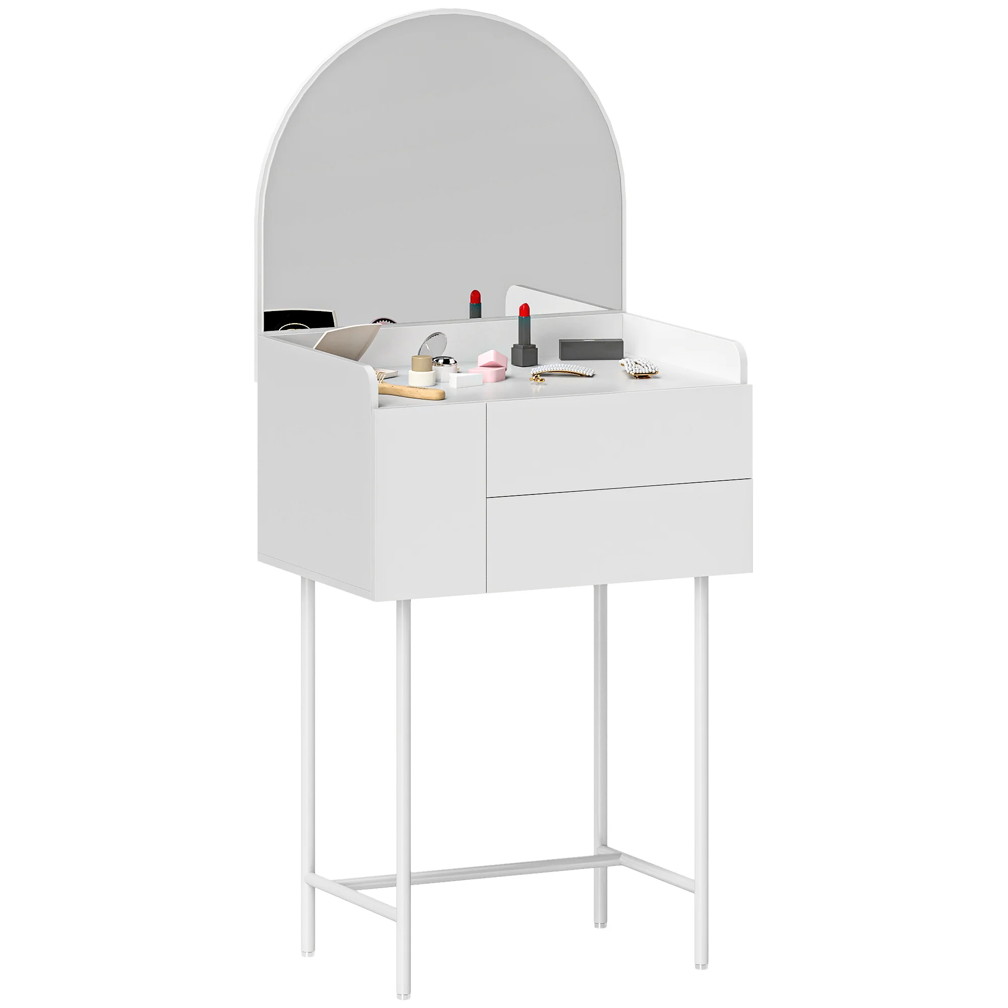 HOMCOM Makeup Vanity Table with Mirror Drawers Modern Dressing Table White