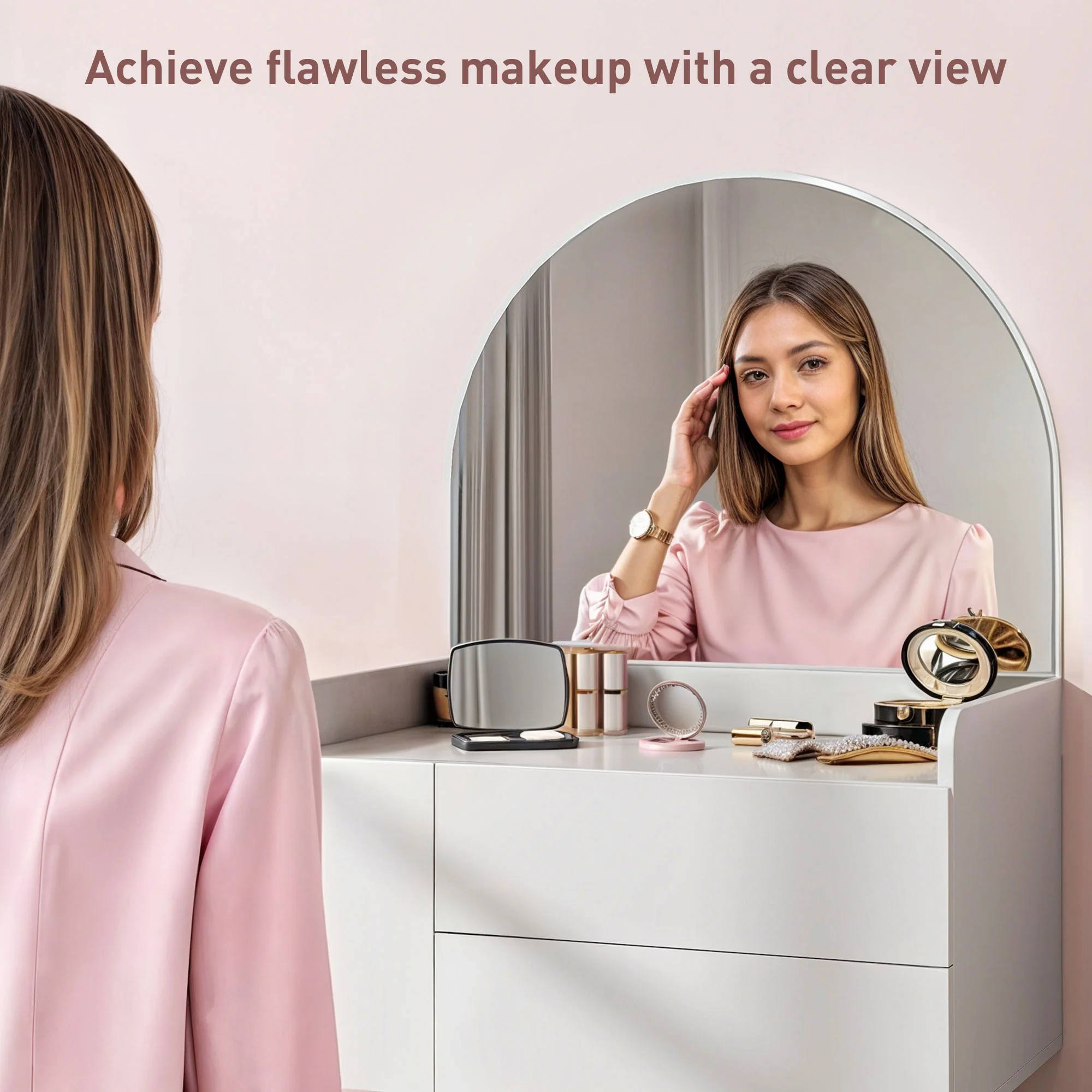HOMCOM Makeup Vanity Table with Mirror Drawers Modern Dressing Table White - Image 6