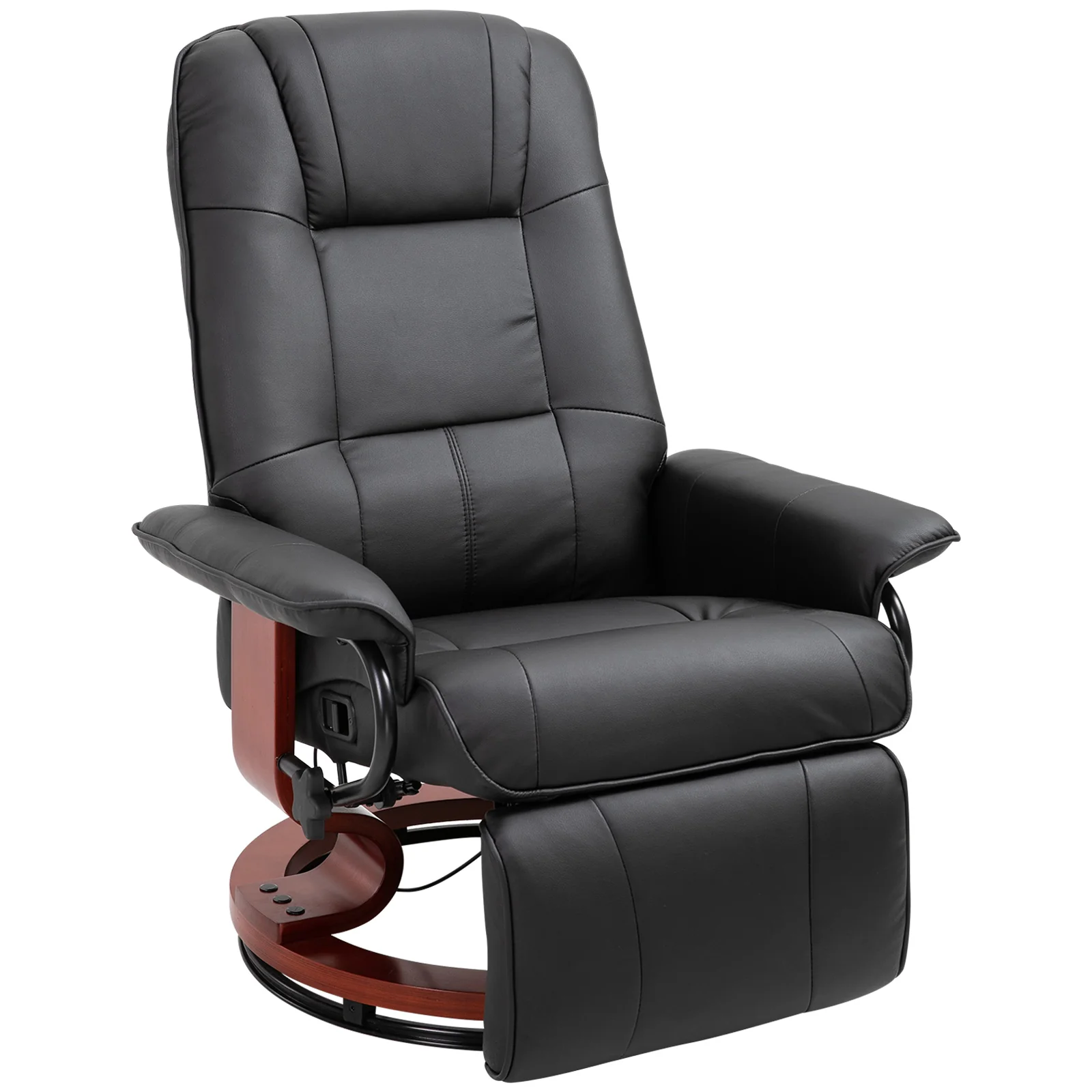HOMCOM Manual Recliner Swivel Reclining Chair With Footrest Armrests, Black