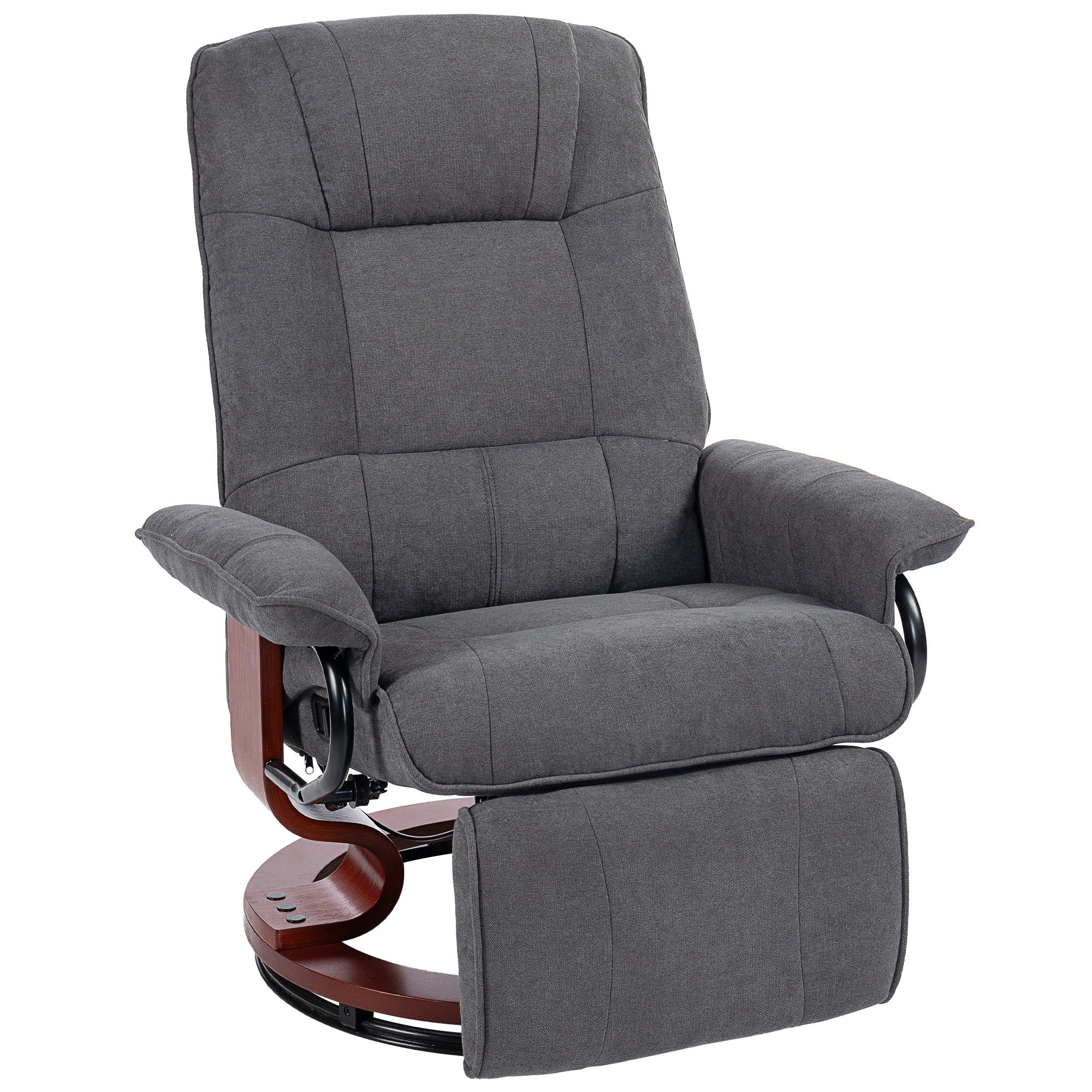 HOMCOM Manual Recliner Swivel Reclining Chair With Footrest Armrests Grey