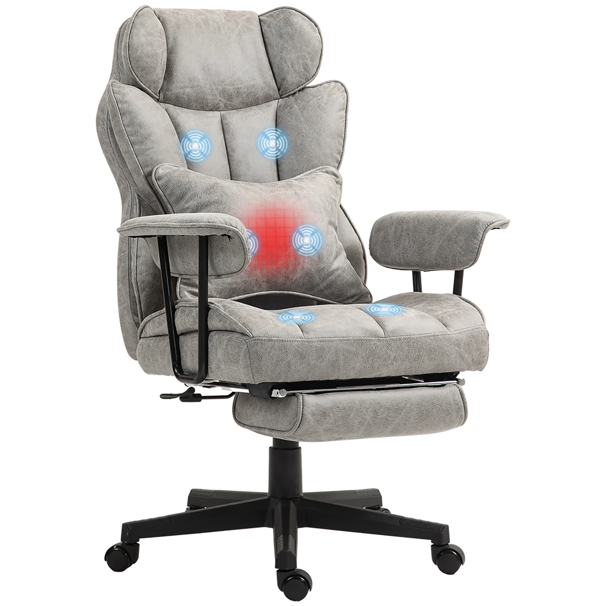 HOMCOM Massage Office Chair, Heated Reclining Desk Chair - Black/Grey - Image 10