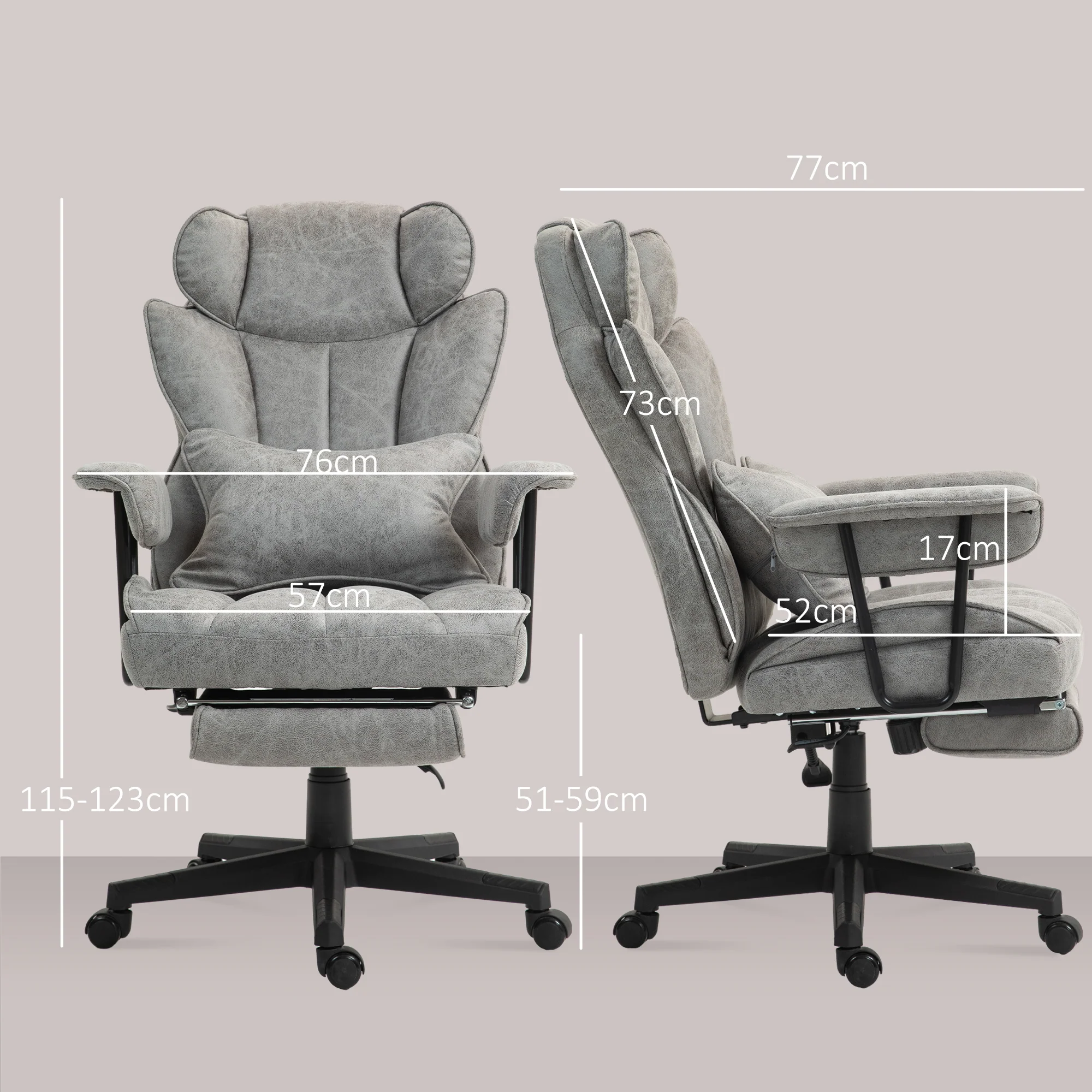 HOMCOM Massage Office Chair, Heated Reclining Desk Chair - Black/Grey - Image 14
