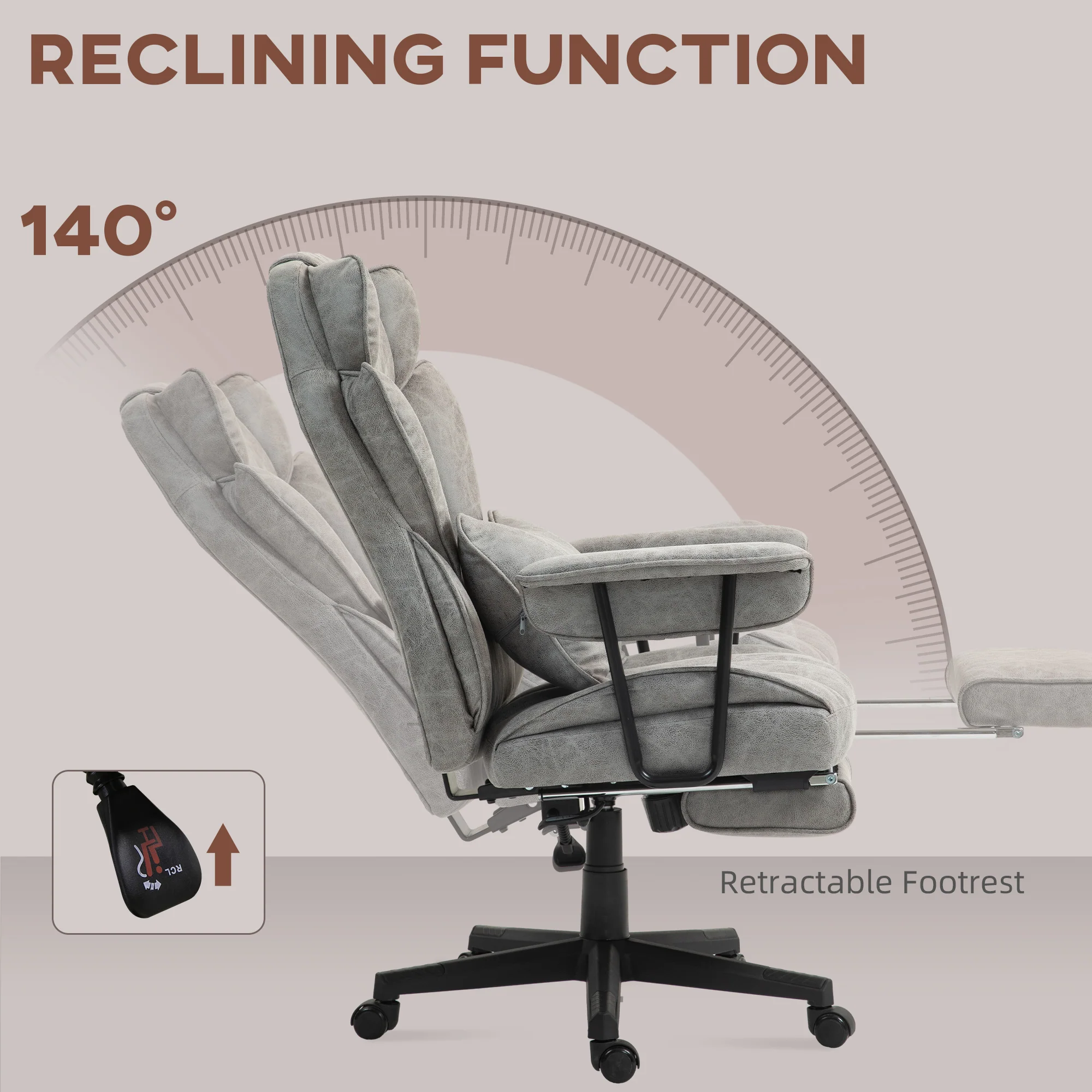 HOMCOM Massage Office Chair, Heated Reclining Desk Chair - Black/Grey - Image 16