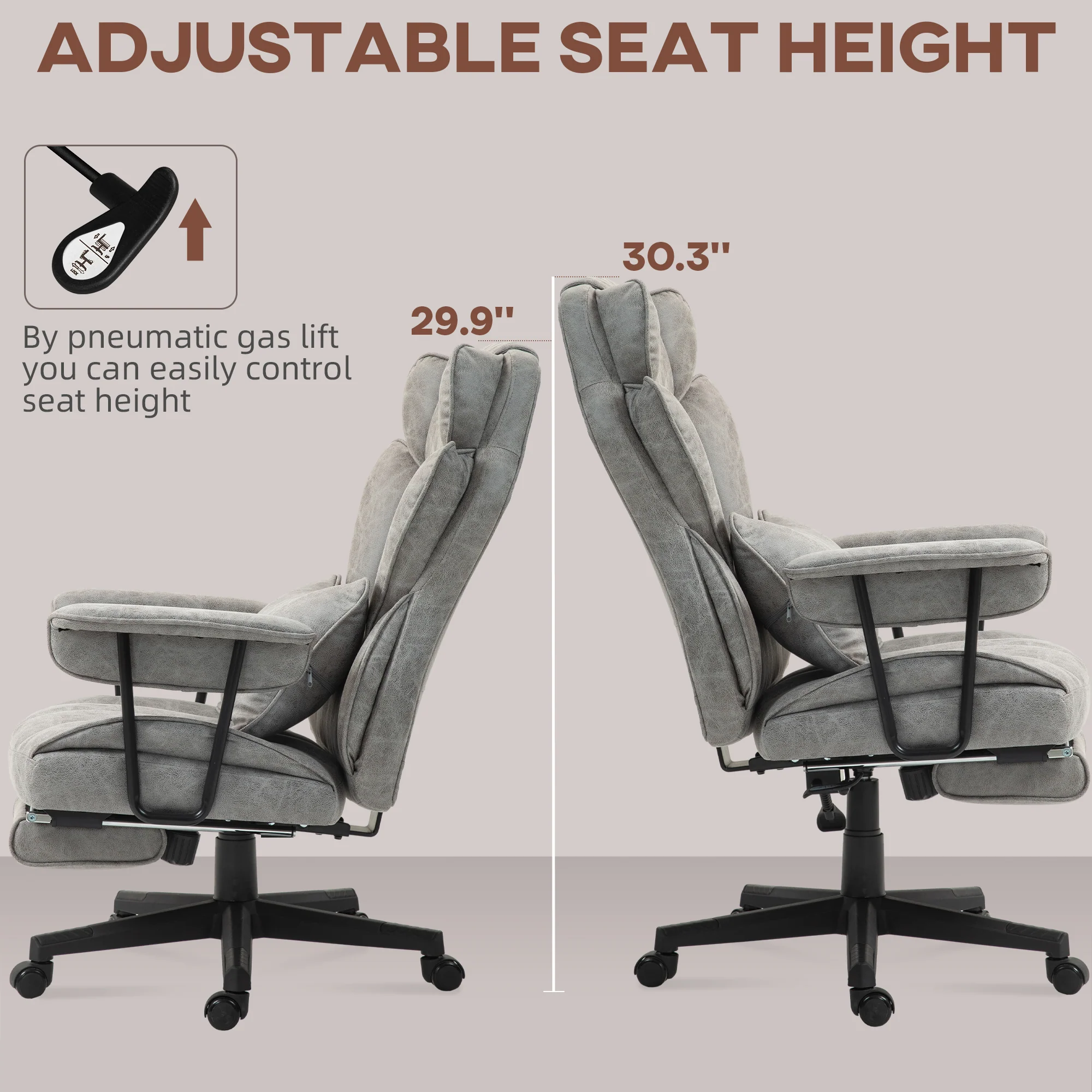 HOMCOM Massage Office Chair, Heated Reclining Desk Chair - Black/Grey - Image 17