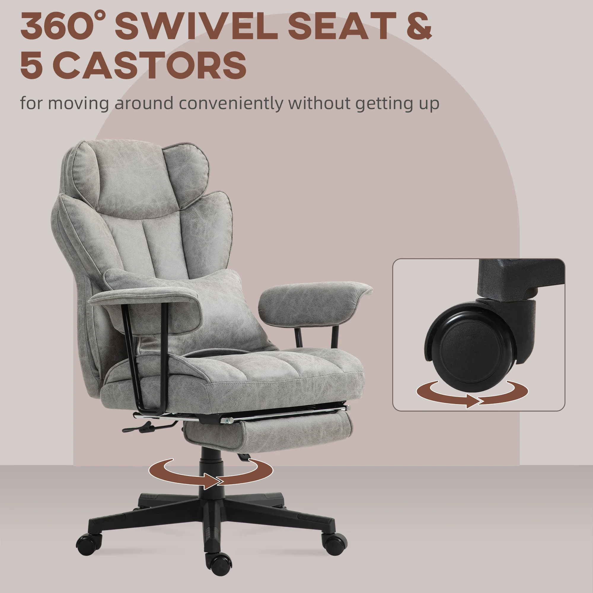 HOMCOM Massage Office Chair, Heated Reclining Desk Chair - Black/Grey - Image 18