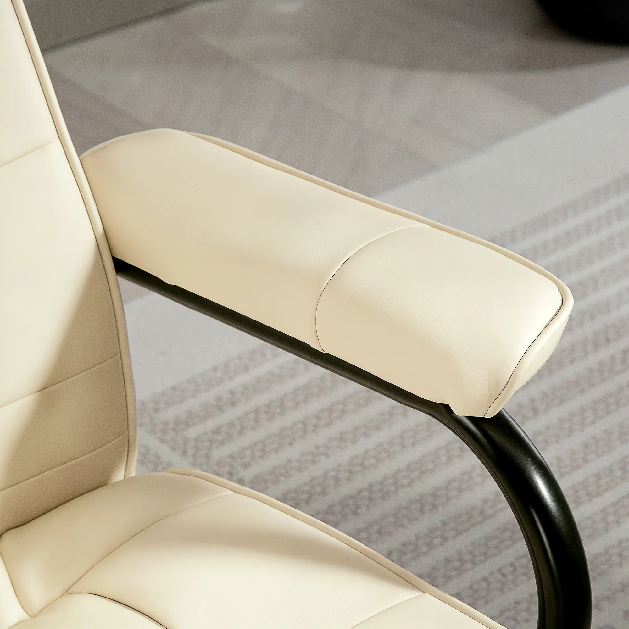 HOMCOM Massage Recliner Chair Cushioned Ottoman 10 Point Vibration Cream - Image 9